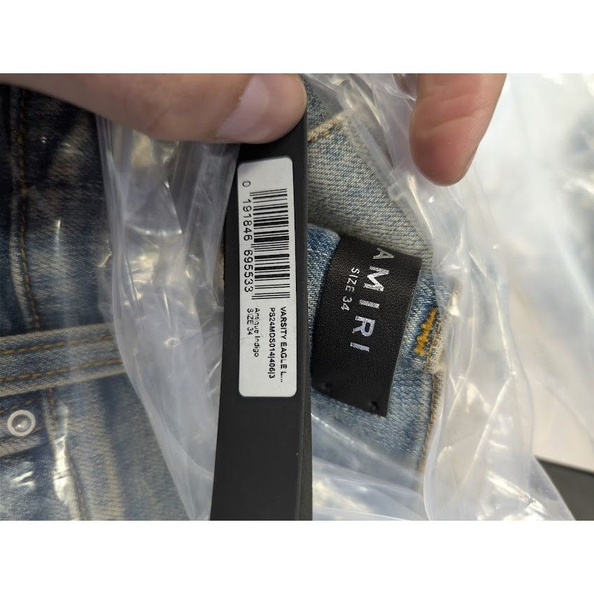 Amiri o1rshd1 Varsity Eagle Logo Skinny Jeans in Antique Indigo Size US 34 / EU 50 - 23 Thumbnail