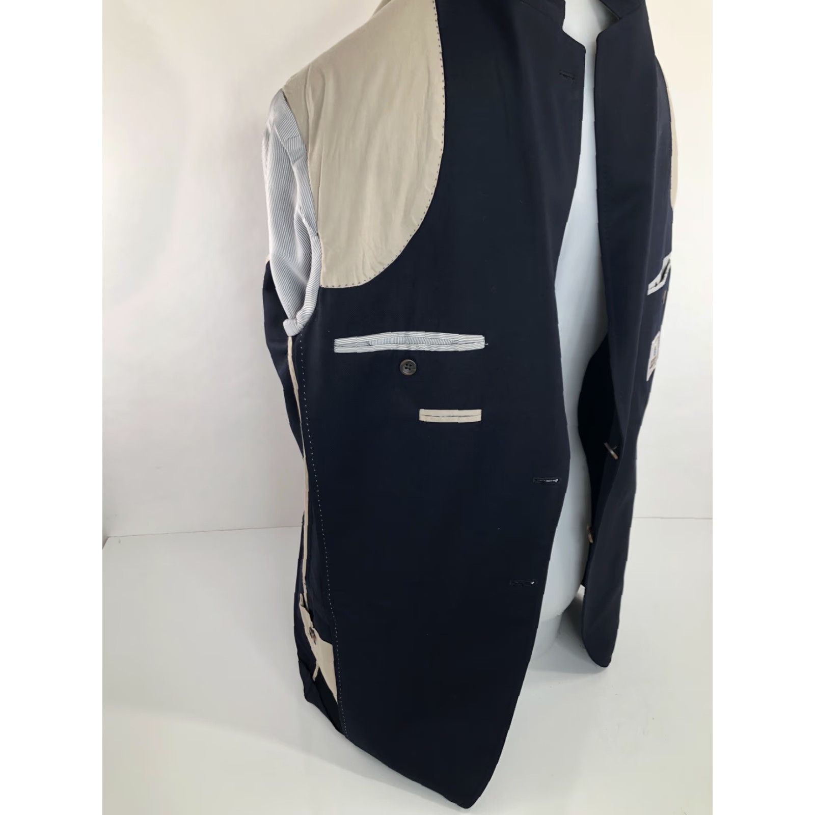 Peter Millar PETER MILLAR Blazer 46 R Wool ELBOW PATCH Unstructured - Blue - Men - 100% WOOL - EXCELLENT Size 46R - 6 Thumbnail