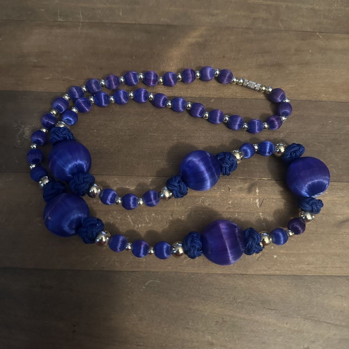 Vintage Vintage blue satin bead necklace Size ONE SIZE - 2 Thumbnail