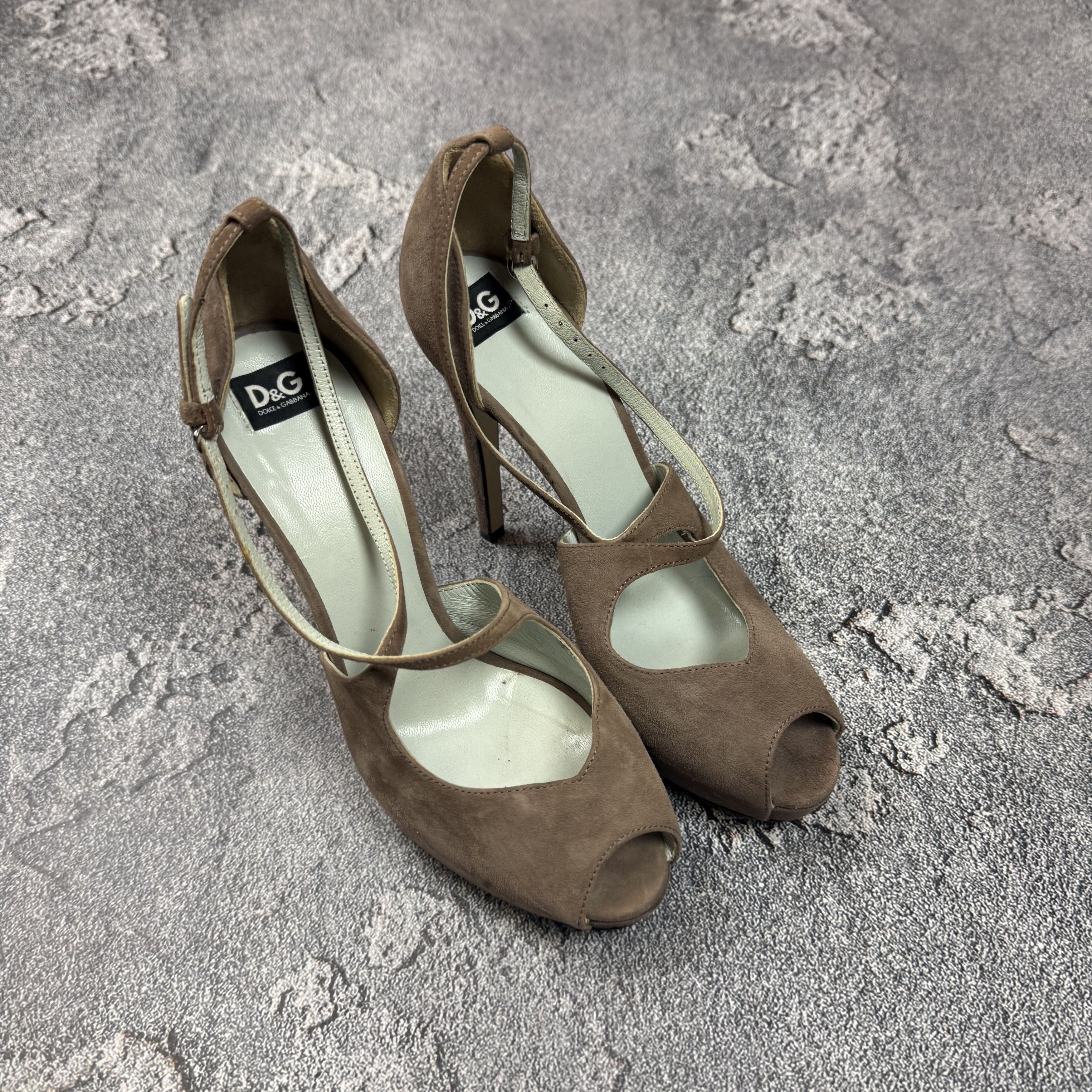 Dolce & Gabbana Dolce & Gabbana D&G Suede Peep Toe Heels Brown Size 38 Size US 8 / IT 38 - 2 Thumbnail