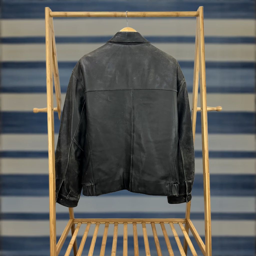 Dockers VTG Dockers Leather Bomber Jacket M Black Weathered Faded Distressed 90s Mens Jacket Size US M / EU 48-50 / 2 - 1 Thumbnail