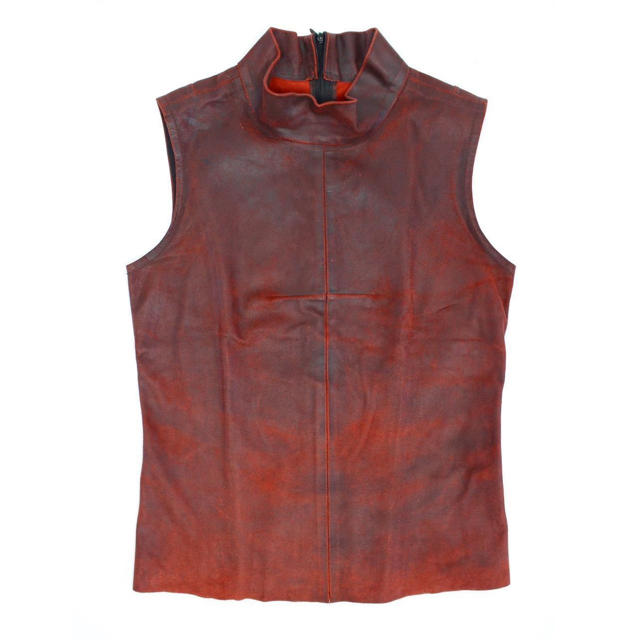 Ann Demeulemeester ANN DEMEULEMEESTER RED PAINTED LEATHER TOP Size S / US 4 / IT 40 - 1 Thumbnail