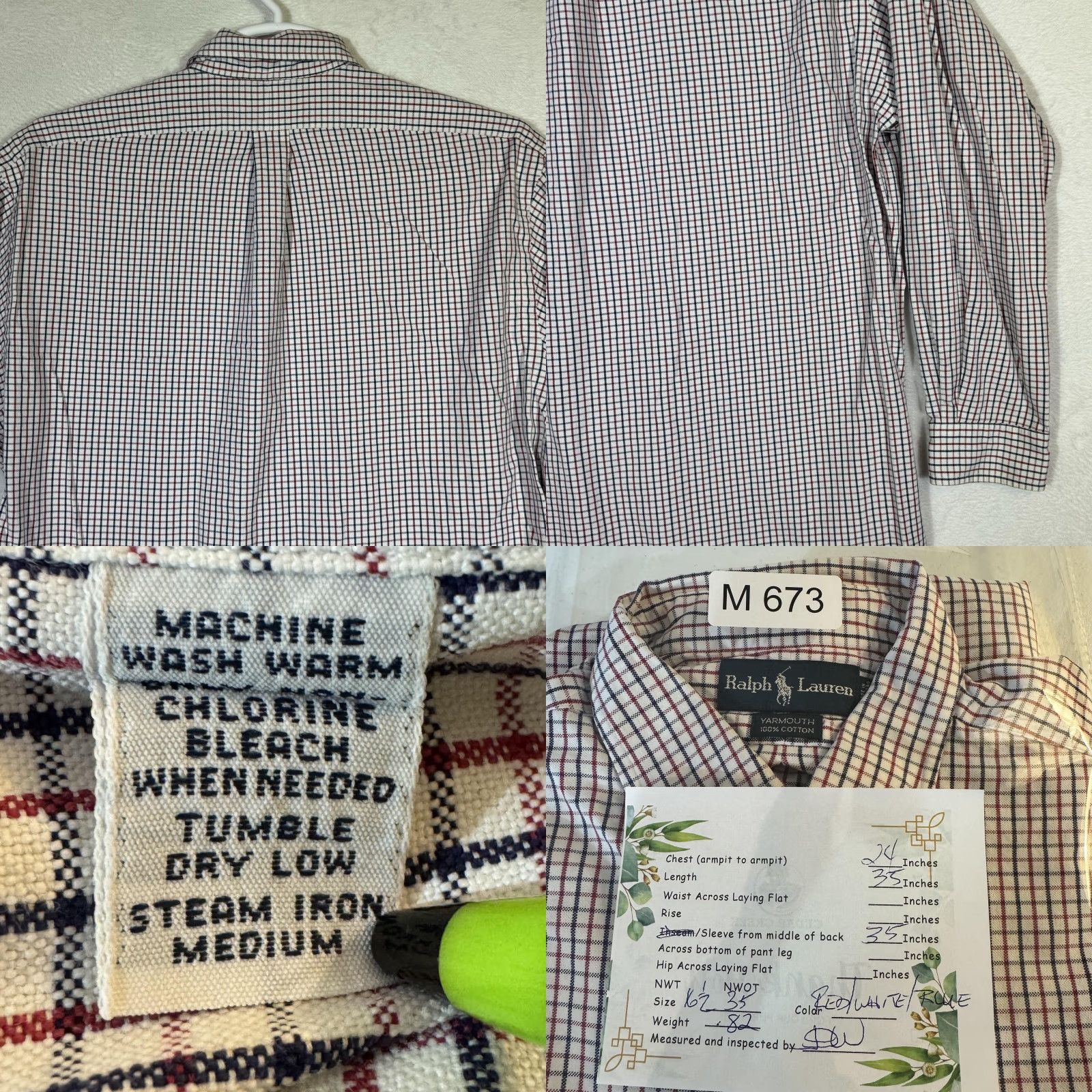 Ralph Lauren Ralph Lauren Yarmouth Shirt Mens 16.5 35 Red Blue Check Button-Down Long Sleeve Shirt Size US L / EU 52-54 / 3 - 9 Thumbnail