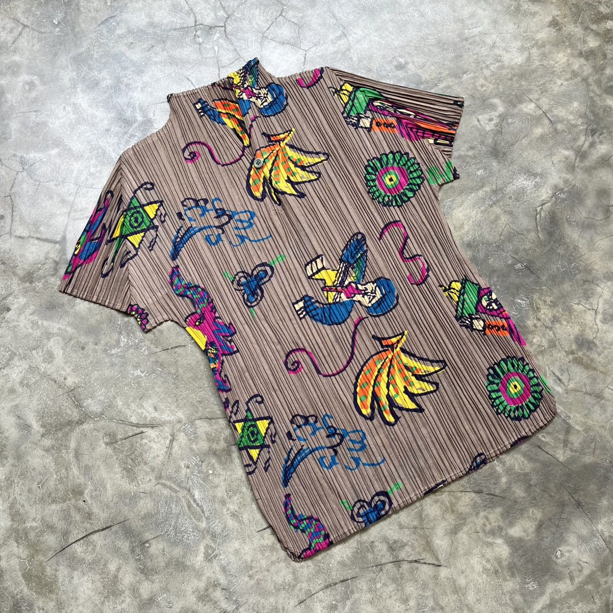Pleats Please Issey Miyake Pleats Please by Issey Miyake Banana Half Button T-Shirt Size M / US 6-8 / IT 42-44 - 2 Thumbnail