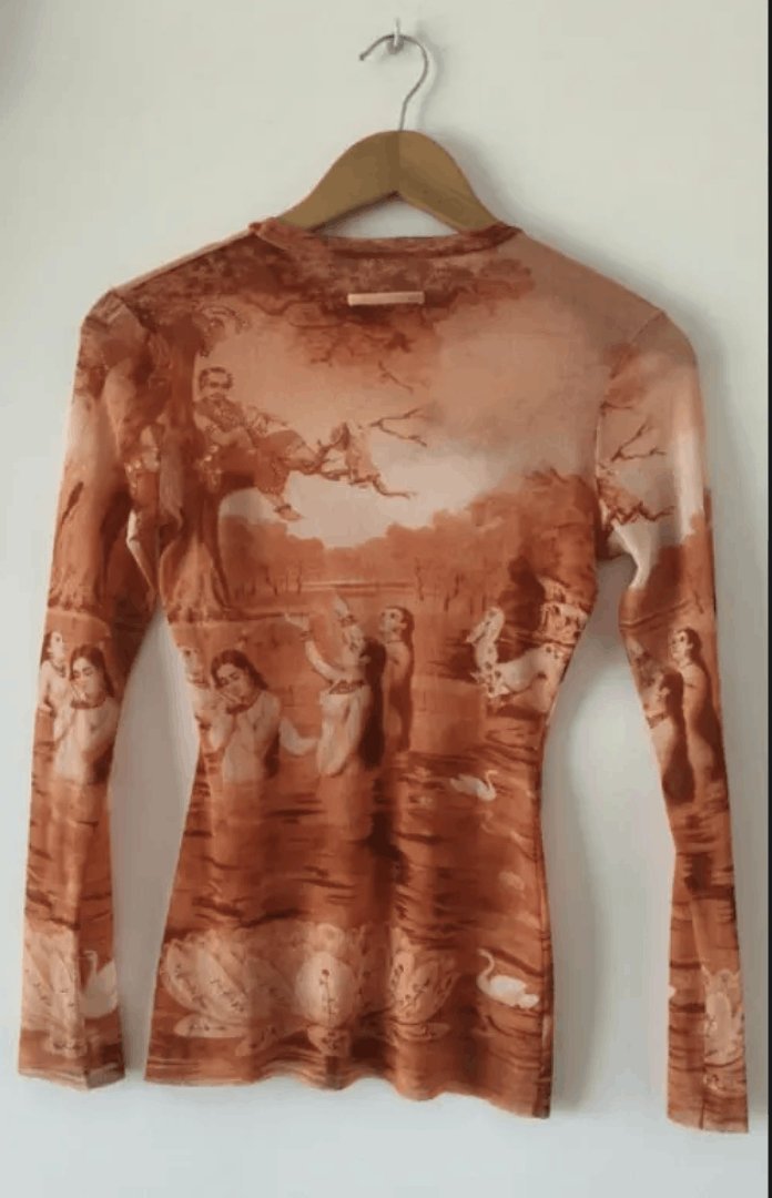 Jean Paul Gaultier × Vintage Jean Paul Gaultier Mesh Top Printed Dress Jacket Coat EX0054 Size S / US 4 / IT 40 - 2 Thumbnail