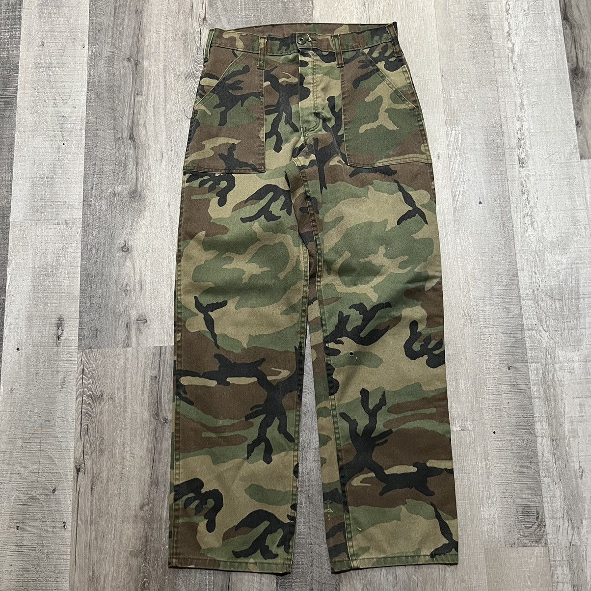Vintage VTG 1960s Military Fatigue Camo OG 107 Army Field Trousers Size US 31 - 1 Thumbnail