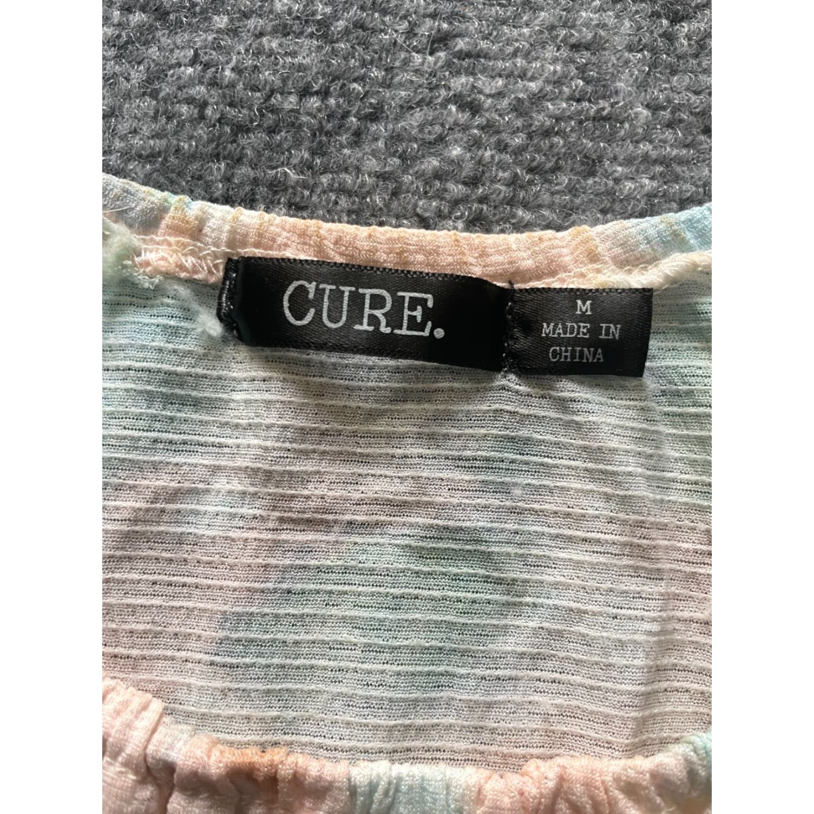 Pinko Cure Top Womens Medium M Knotted Bottom Short Sleeve Blouse Pink Blue Green Colorful Size M / US 6-8 / IT 42-44 - 2 Thumbnail