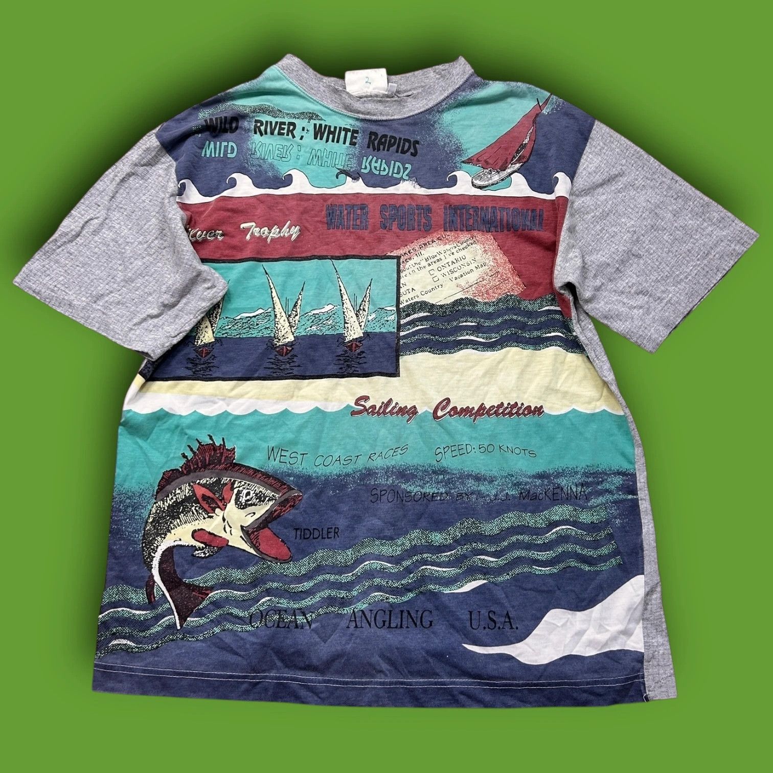 Nautica Vintage 80s Nautical Sailor T Shirt Size US M / EU 48-50 / 2 - 2 Thumbnail
