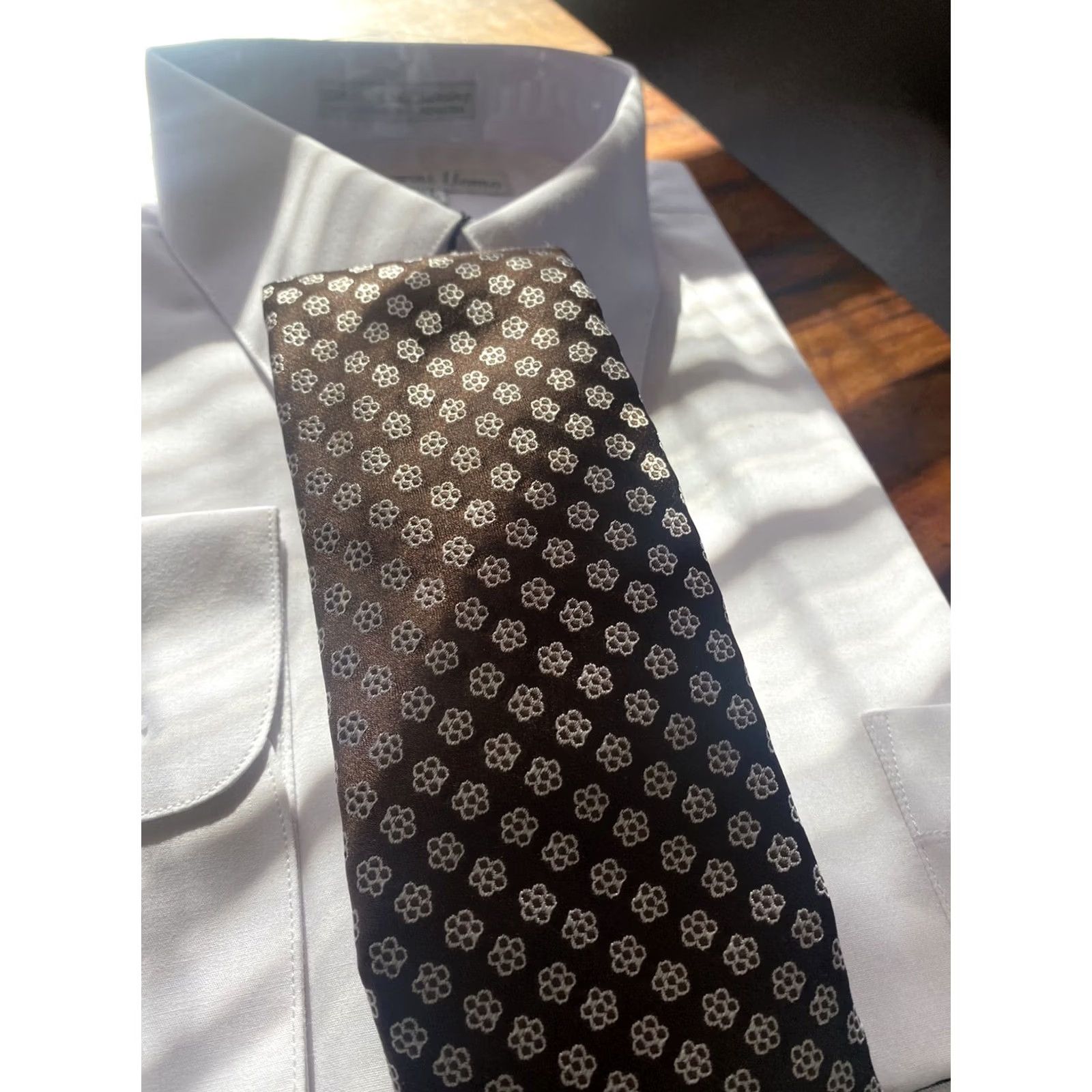 Pierre Cardin VINTAGE Pierre Cardin Tie New York Paris For GIMBELS Brown White Made in U.S.A Tie Neck Size ONE SIZE - 4 Thumbnail
