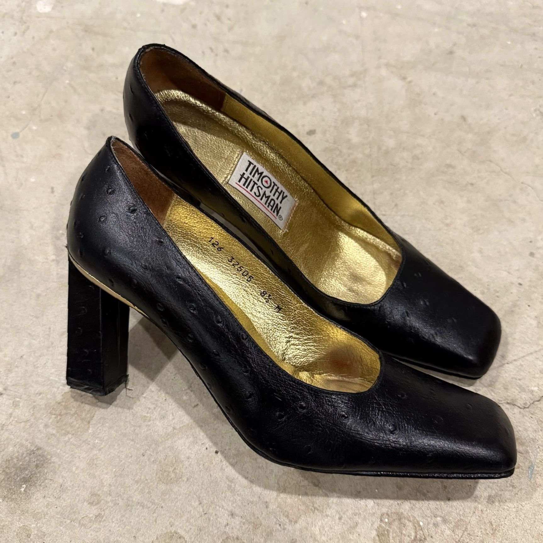 Vintage VINTAGE Timothy Hitsman Heels Women Pump Square Toe Leather Black 8.5 M Spain Size US 9 / IT 39 - 2 Thumbnail