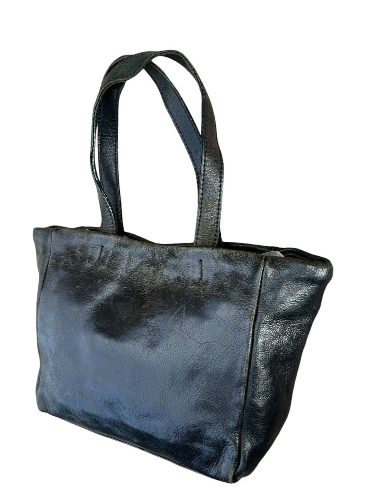Issey Miyake × Leather × Zucca Vintage Zucca Japan Faded Patina Leather Mini Tote Bag Size ONE SIZE - 8 Thumbnail