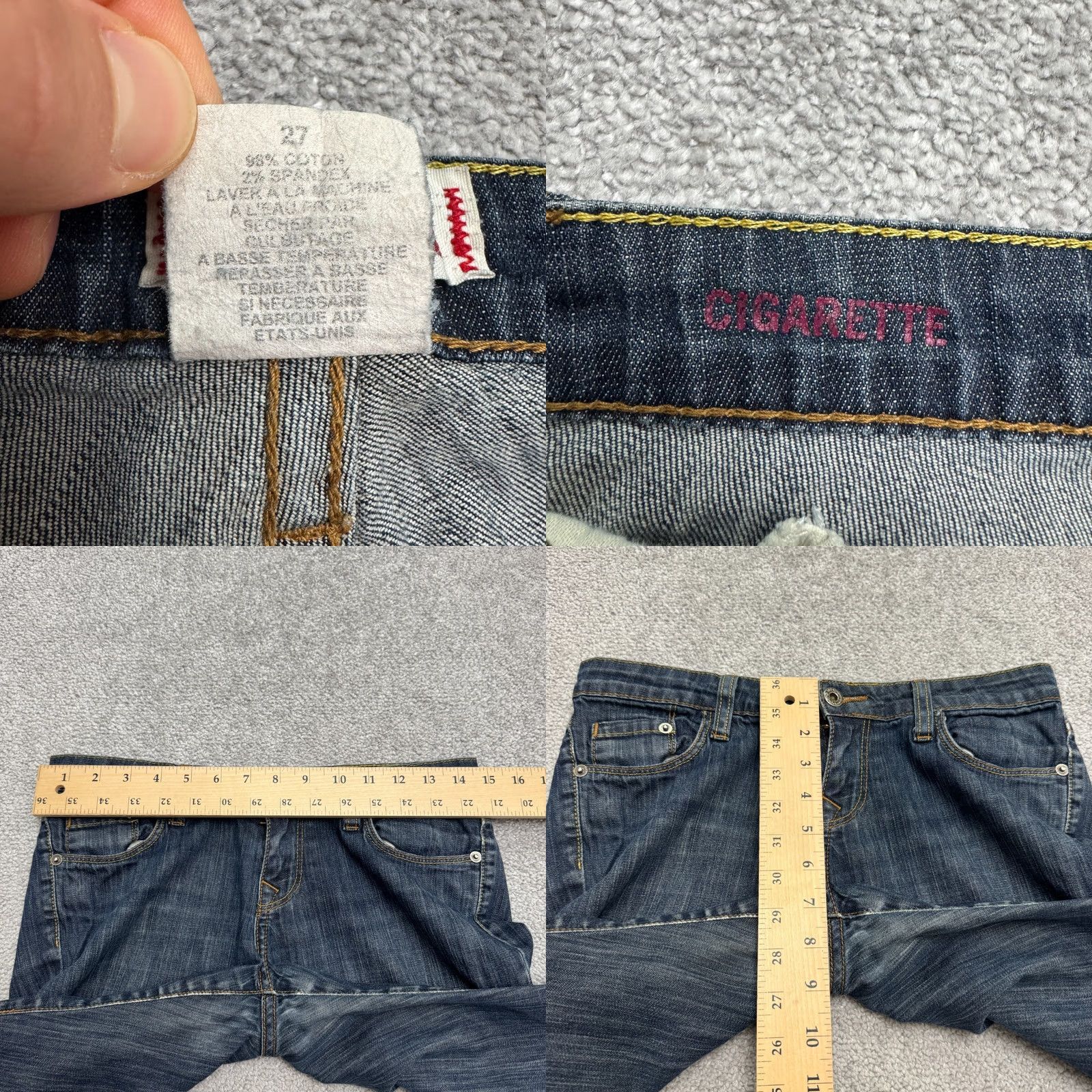 Paige BDG Urban Outfitters Cigarette Skinny Denim Jeans Womens 30 Blue Dark Wash Jeans Size 30 Slim 5-Pocket City Streetwear Womens Size 30" / US 8 / IT 44 - 8 Thumbnail
