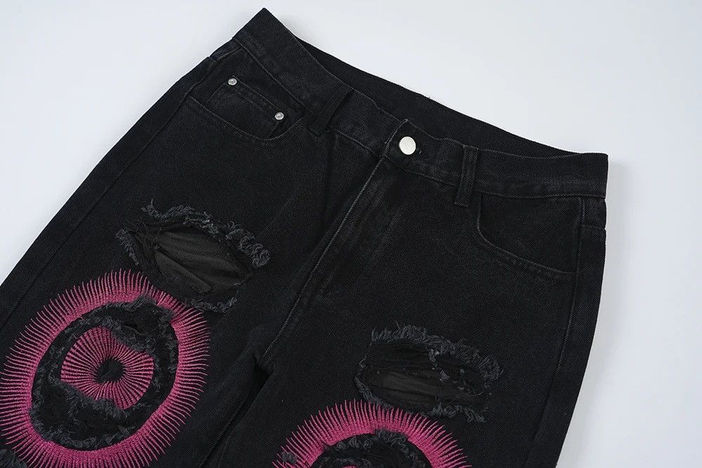 Designer × Japanese Brand Men's Torn Patchwork Jeans Loose Straight Ripped Casual Size US 30 / EU 46 - 3 Thumbnail