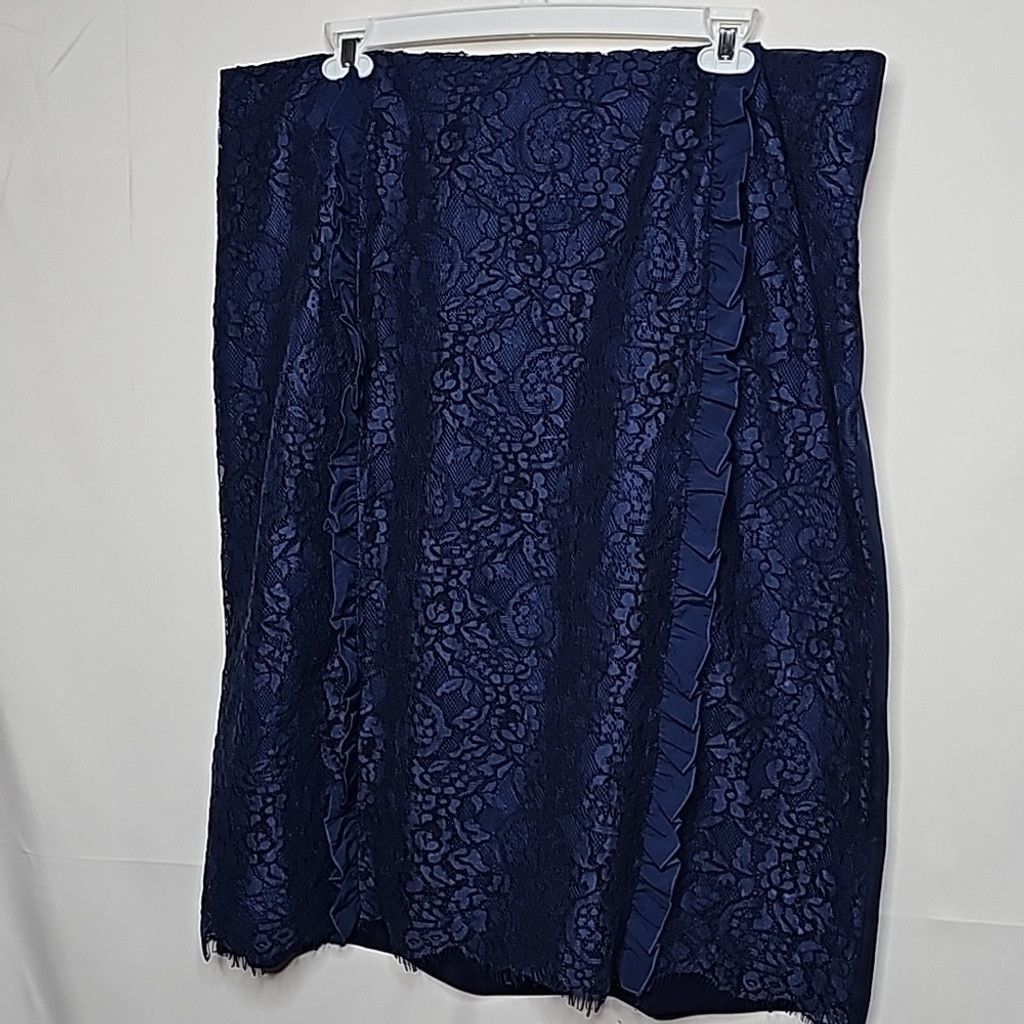 The Unbranded Brand NWOT Eloquii blue floral lace A-line skirt ruffles sz 22 Size 22" - 1 Thumbnail