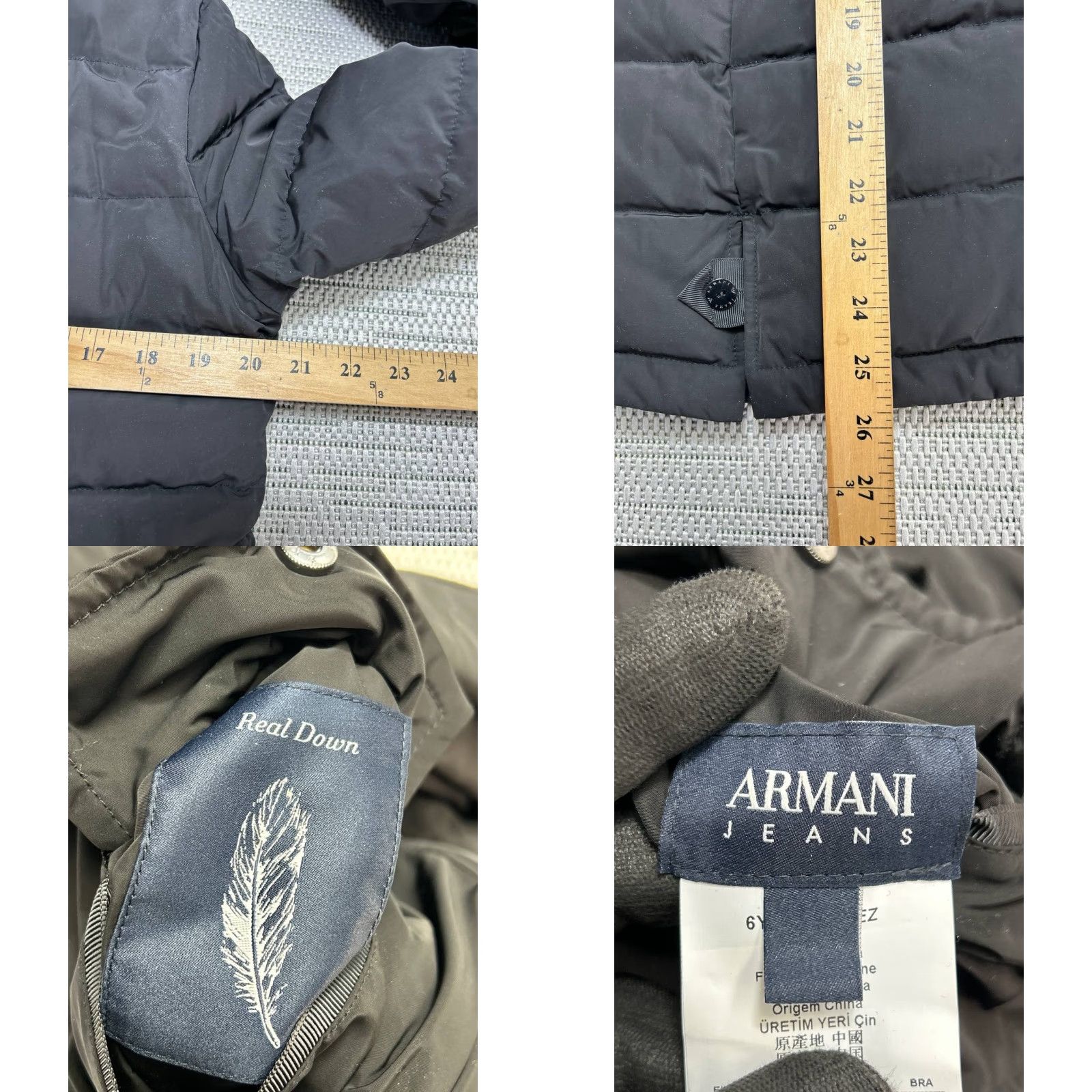 Vintage Armani Jeans Real Down Reversible Jacket Womens 10 Black Front Pockets Wind Protection Size L / US 10 / IT 46 - 8 Thumbnail