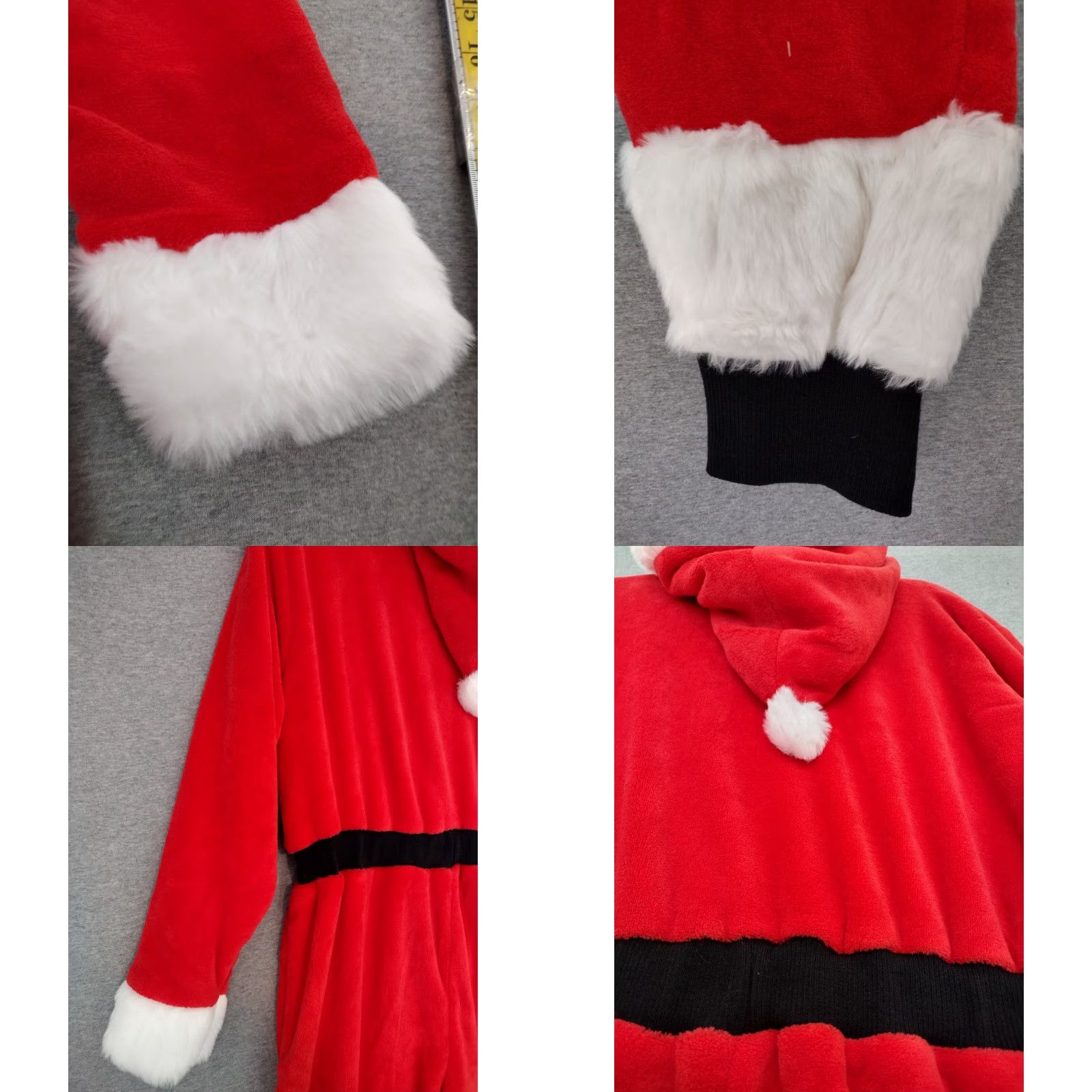 Vintage Alexander Del Rossa Unisex Fleece One Piece Santa Suit Pajamas Red L Size 42R - 10 Thumbnail