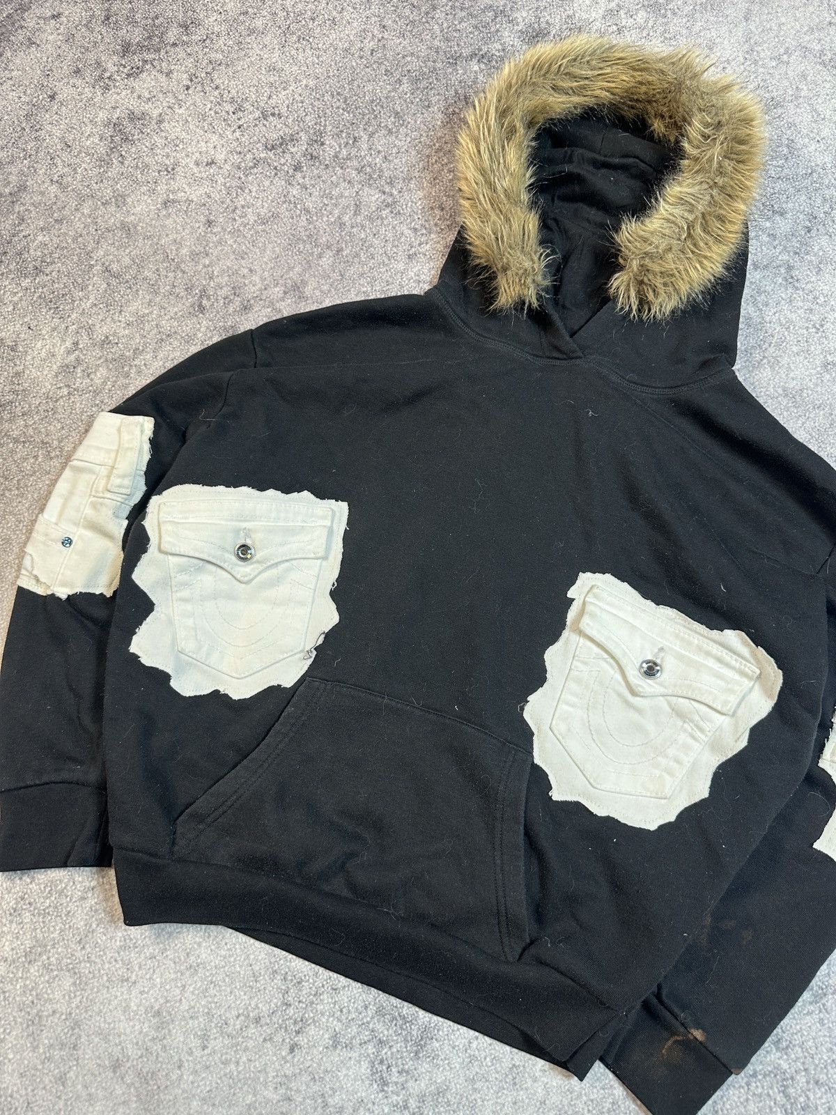 True Religion Y2K True Religion Custom Baggy Fur Hoodie Streetwear Rare L Size US L / EU 52-54 / 3 - 2 Thumbnail