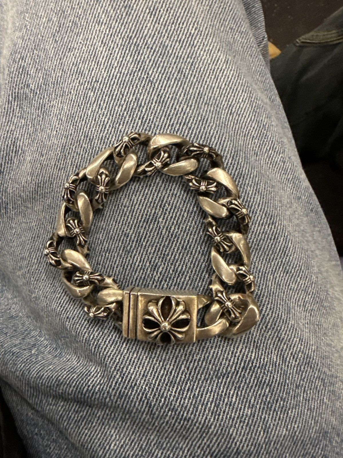 Chrome Hearts Chrome Hearts large Fancy Link Plus Cross Box ID bracelet Size ONE SIZE - 11 Thumbnail