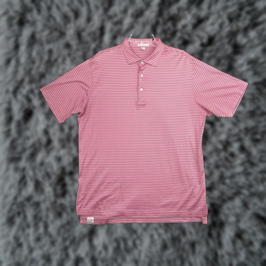 Peter Millar Peter Millar Polo Shirt Mens L Pink Gray Striped 100% Cotton Golf Collared Shirt Size US L / EU 52-54 / 3 - 1 Thumbnail