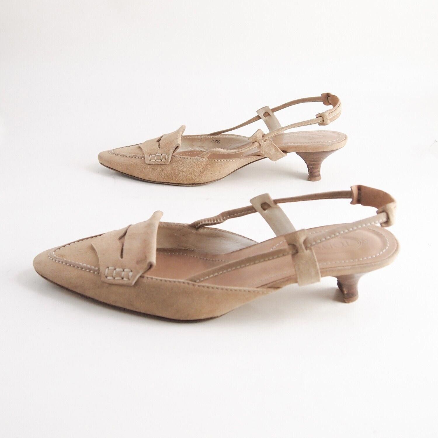 Tod's TODs Slingback Sandal Pointy Toe Mid Heel Tan US 7.5 EU 37.5 Size US 7.5 / IT 37.5 - 2 Thumbnail