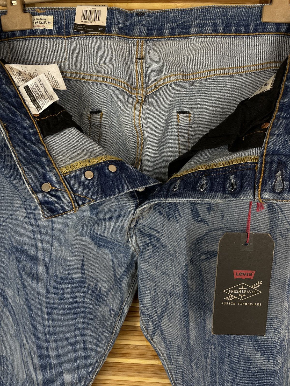 Levi's × Levi's Made & Crafted × Levi's Vintage Clothing BNWT JUSTIN TIMBERLAKE 501 ST Big E Slim Taper Washed Denim Jeans Pants Size US 33 - 16 Thumbnail