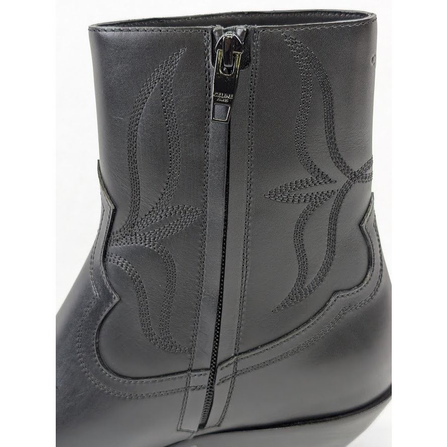 Celine o1rshd1 Shiny Calfskin Zipped Boot W/Metal Toe 50 in Black Size US 6 / EU 39 - 11 Thumbnail