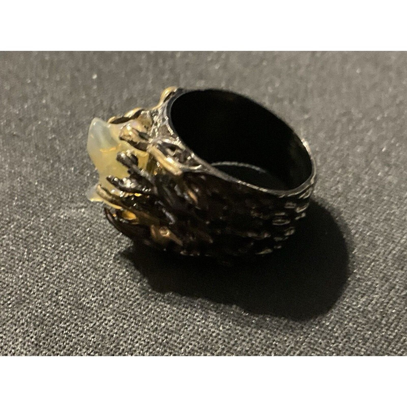 Other 925 Rhodium & Gold, Black Plated Gothic Opal Stone Size 7.5 Size ONE SIZE - 4 Thumbnail