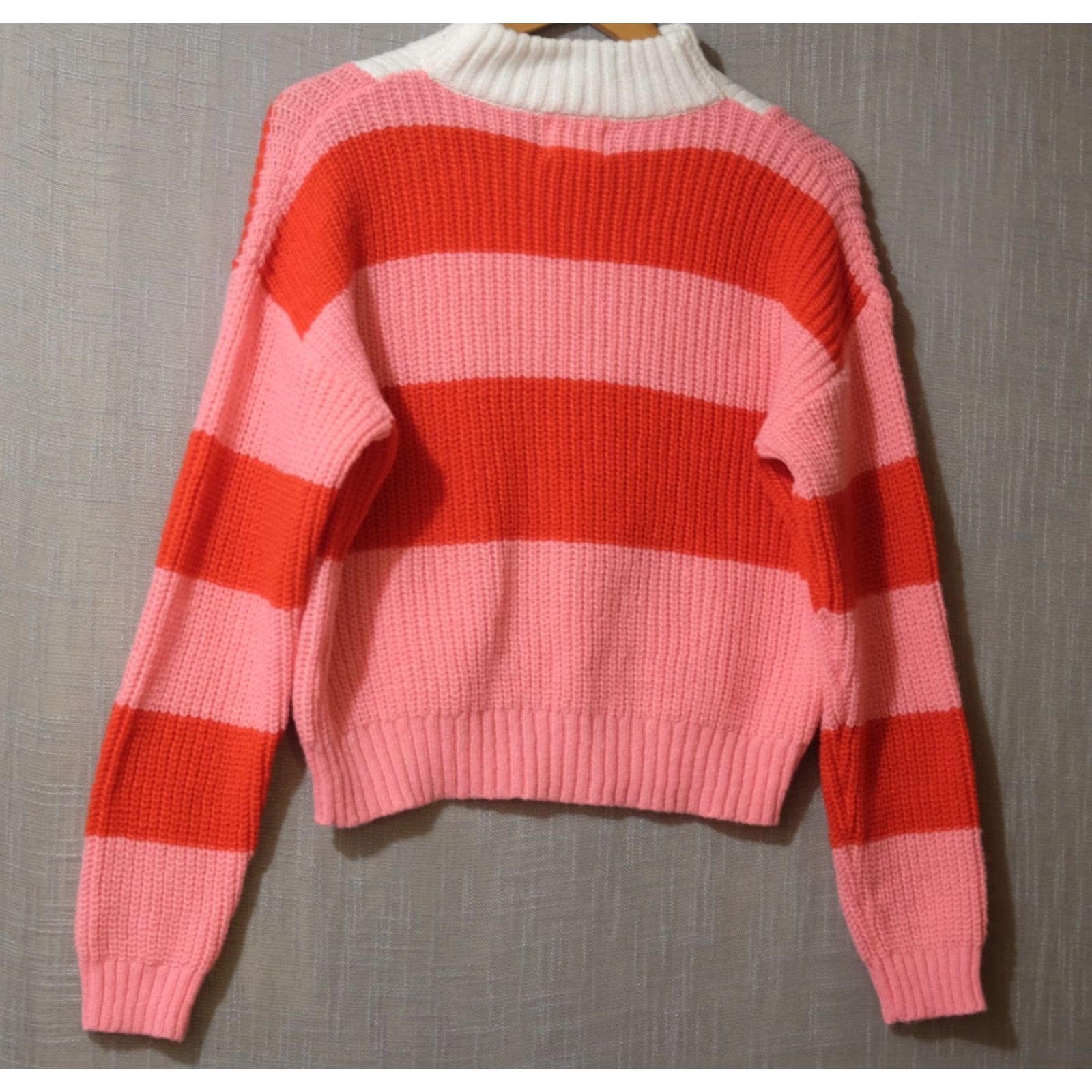 Vintage Nwot! Salty Wave Striped Quarter-zip Sweater Red/Pink/White Womens S Size S / US 4 / IT 40 - 5 Thumbnail