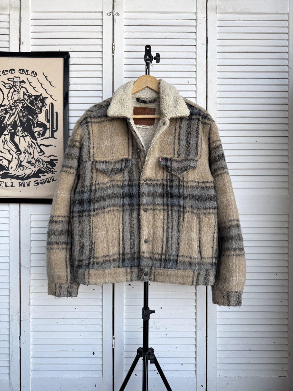 Levi's Levi’s Premium Vintage Fit Sherpa Trucker Jacket Plaid Wool Size US M / EU 48-50 / 2 - 1 Thumbnail