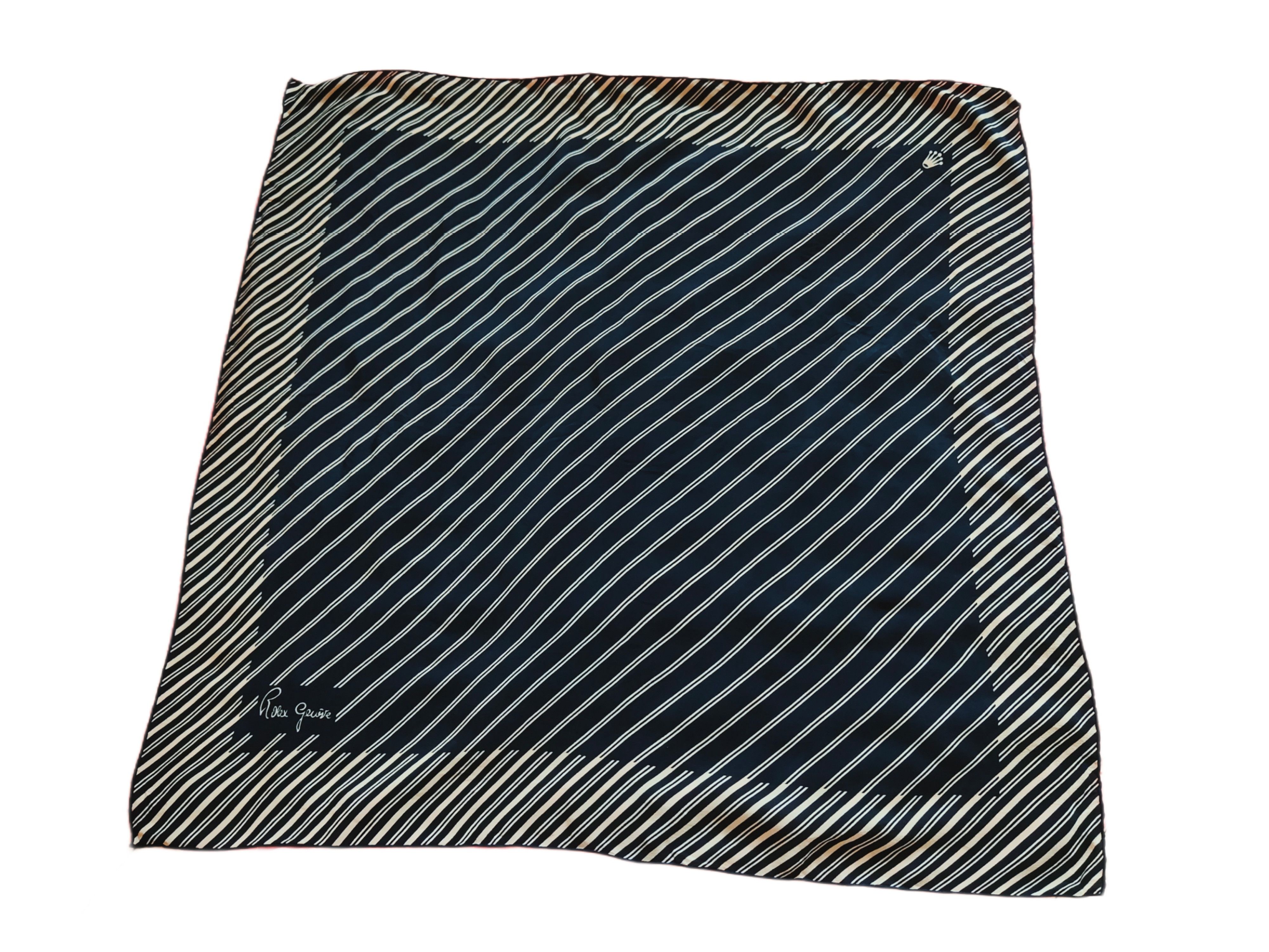 Rolex Green Stripe Pattern Silk Square Scarf