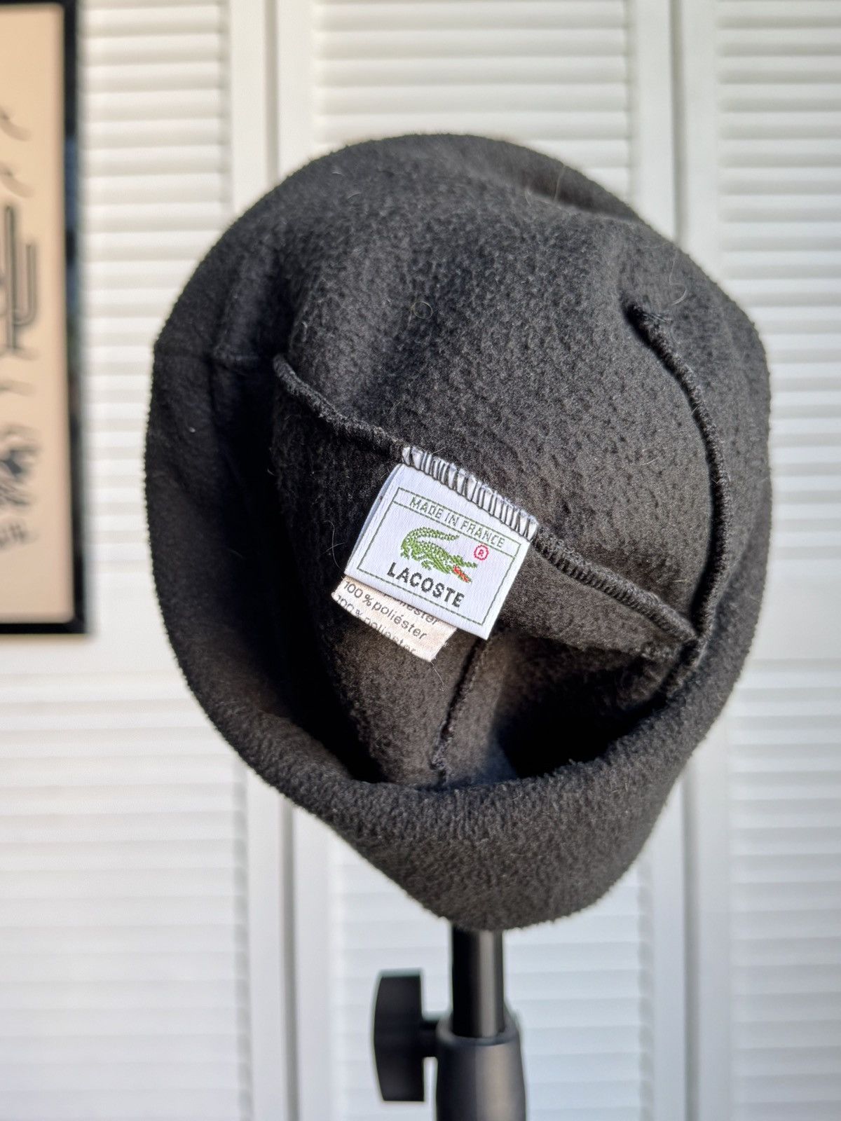 Lacoste Vintage Lacoste Beanie Fleece Hat Black Big Logo Size ONE SIZE - 17 Thumbnail