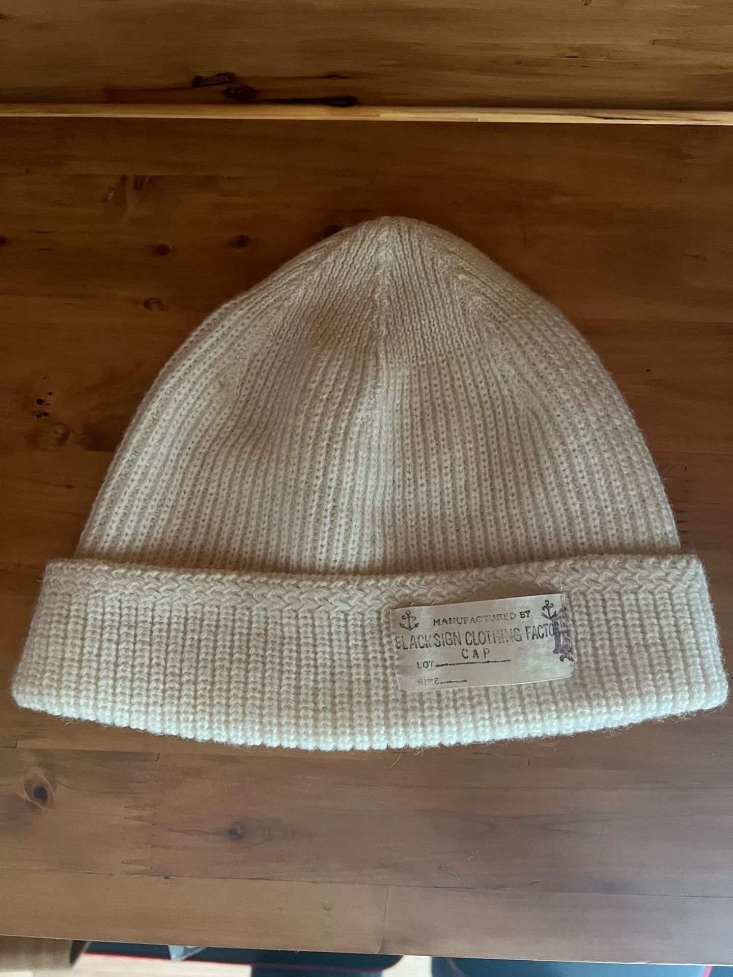 BLACK SIGN Black Sign 100% Wool Knit Cap Size ONE SIZE - 2 Thumbnail