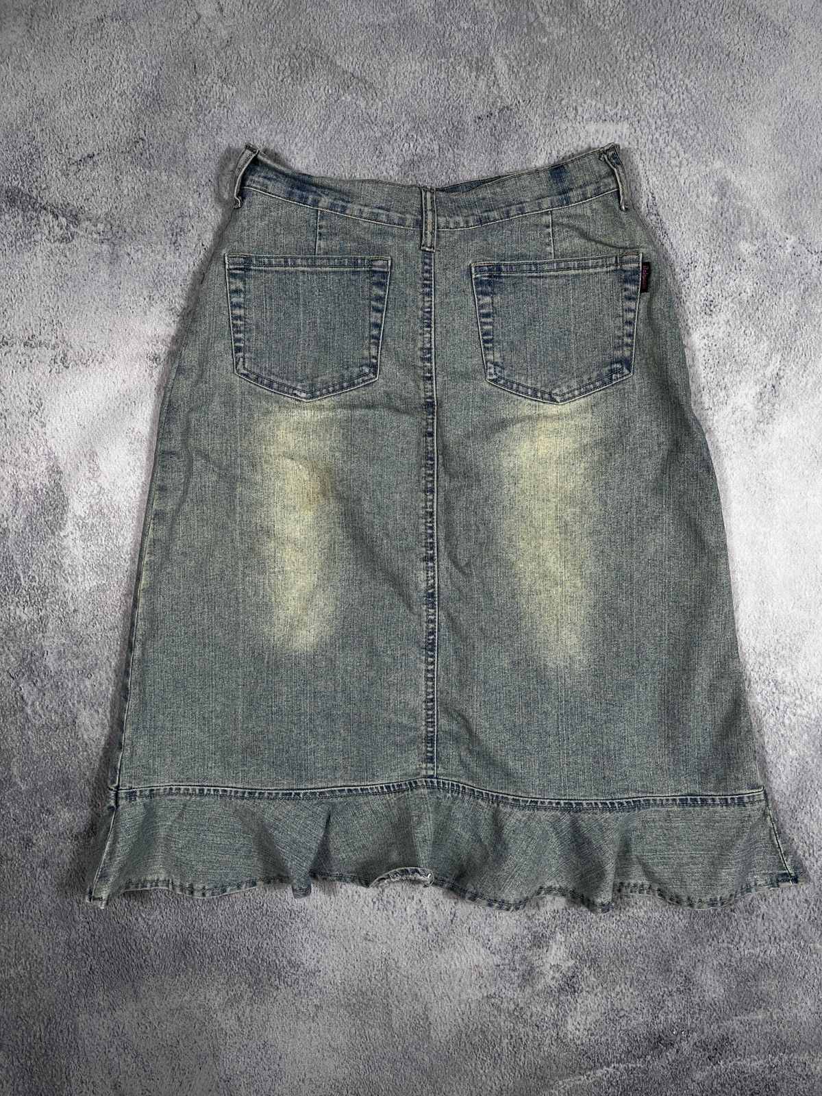 Vintage Vintage 90s Faded denim flared mini skirt streetwear 00s Size 25" / US 0 / IT 36 - 7 Thumbnail