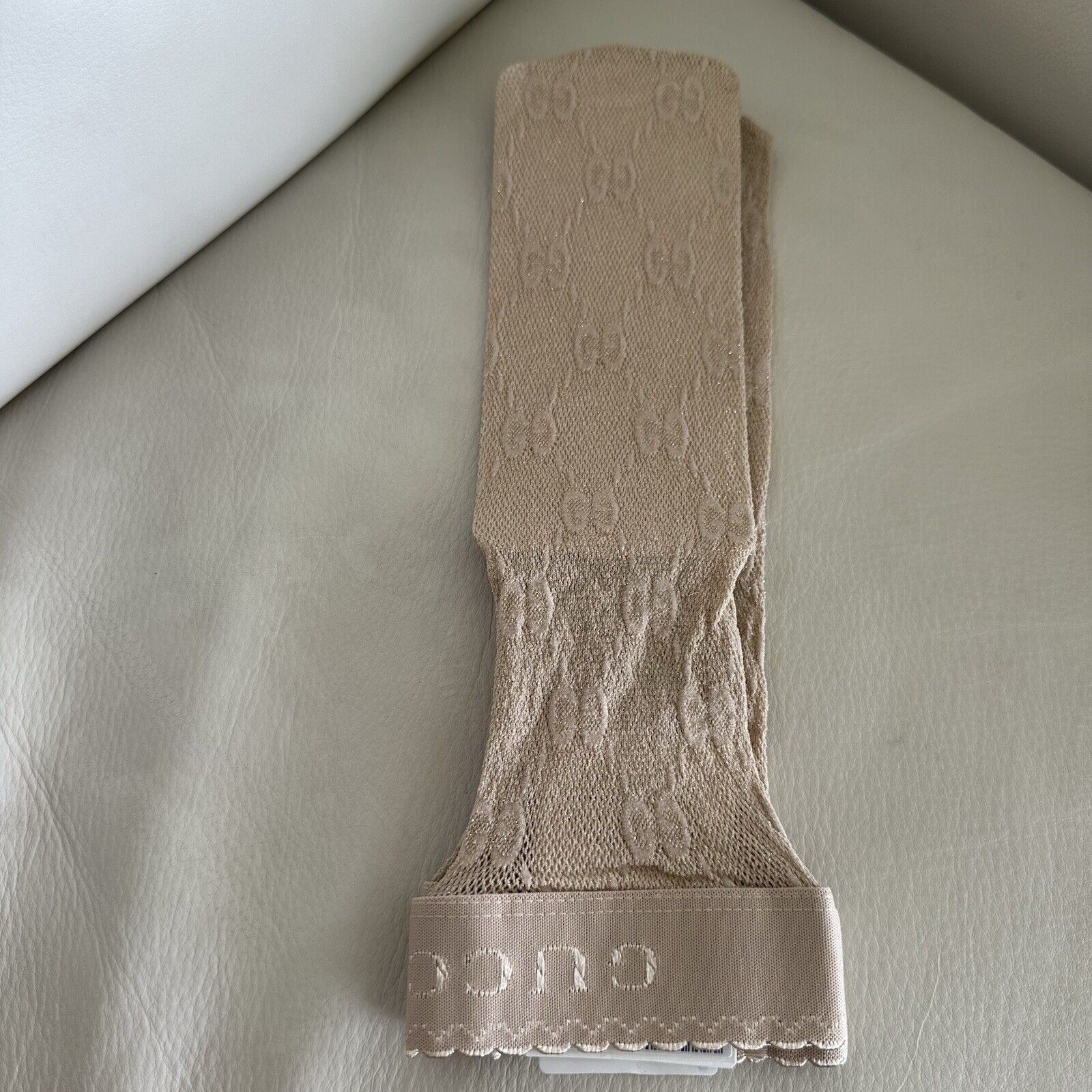 Gucci NEW Gucci Socks BEIGE NUDE GG PRINT LUREX LACE SIZE S Size ONE SIZE - 7 Thumbnail