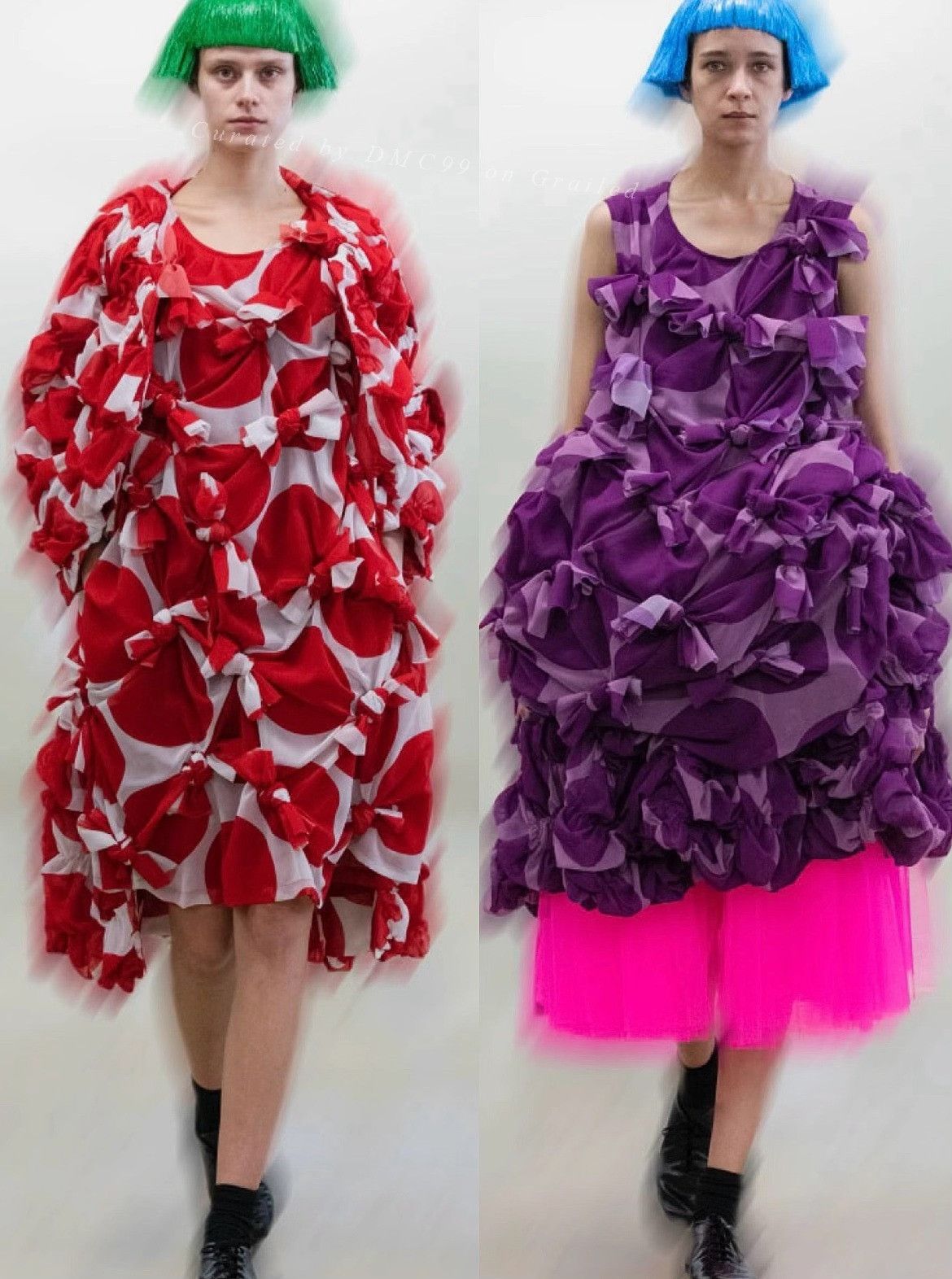 Comme Des Garcons 24ss Red White Bow Dress, Women's