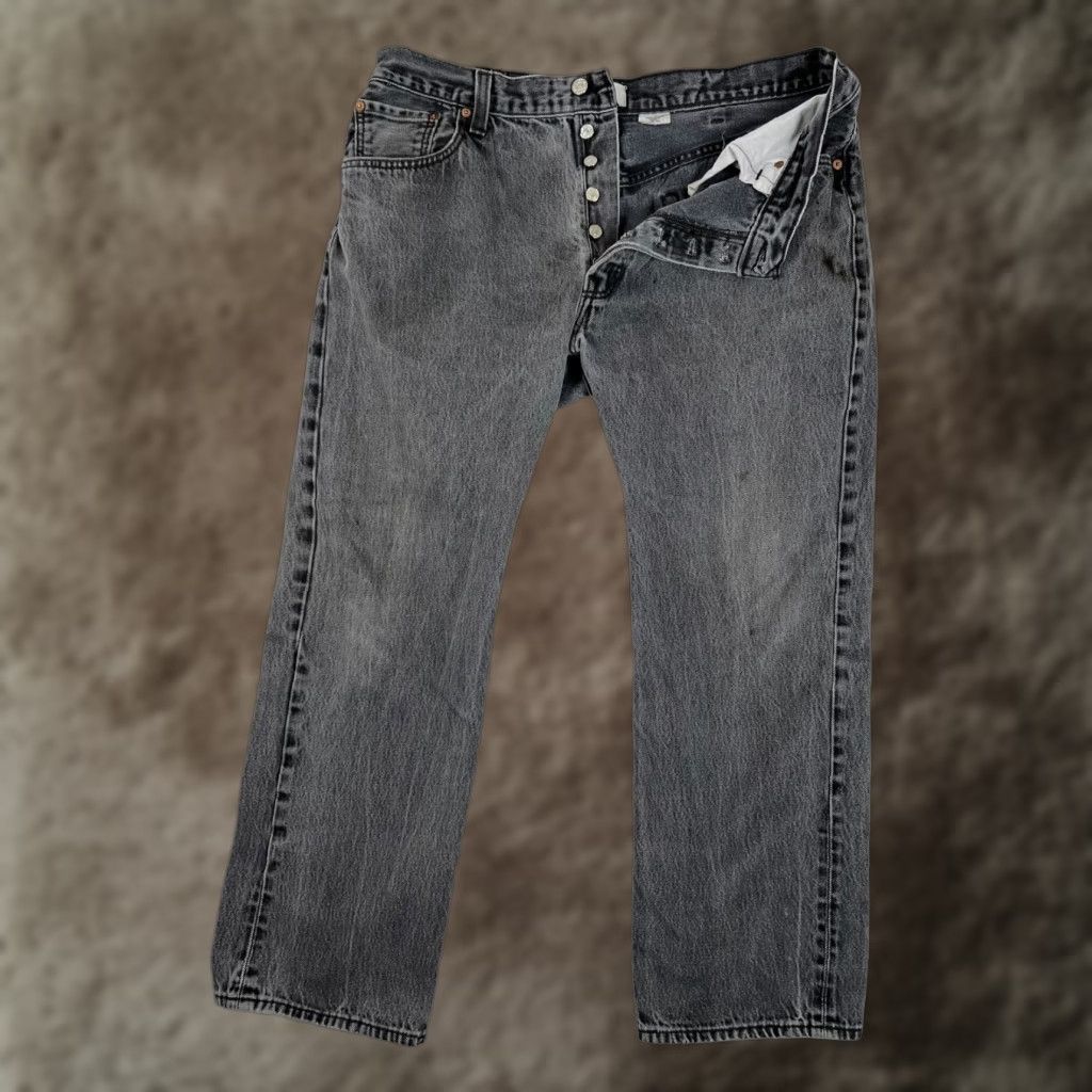 Levi's Levi’s 501 Jeans Size 38x30 Gray Vintage 90s Grunge Denim Straight Regular Men 5-Pocket Distressed USA Size US 38 / EU 54 - 1 Thumbnail