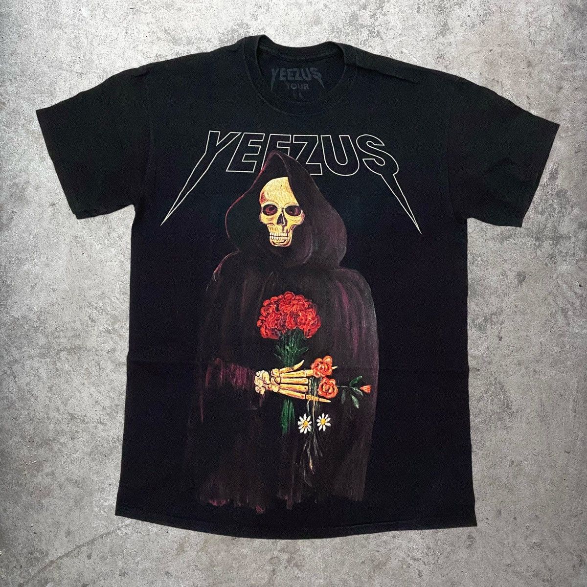 image of Kanye West x Rap Tees Yeezus Tour in Black, Men's (Size Medium)