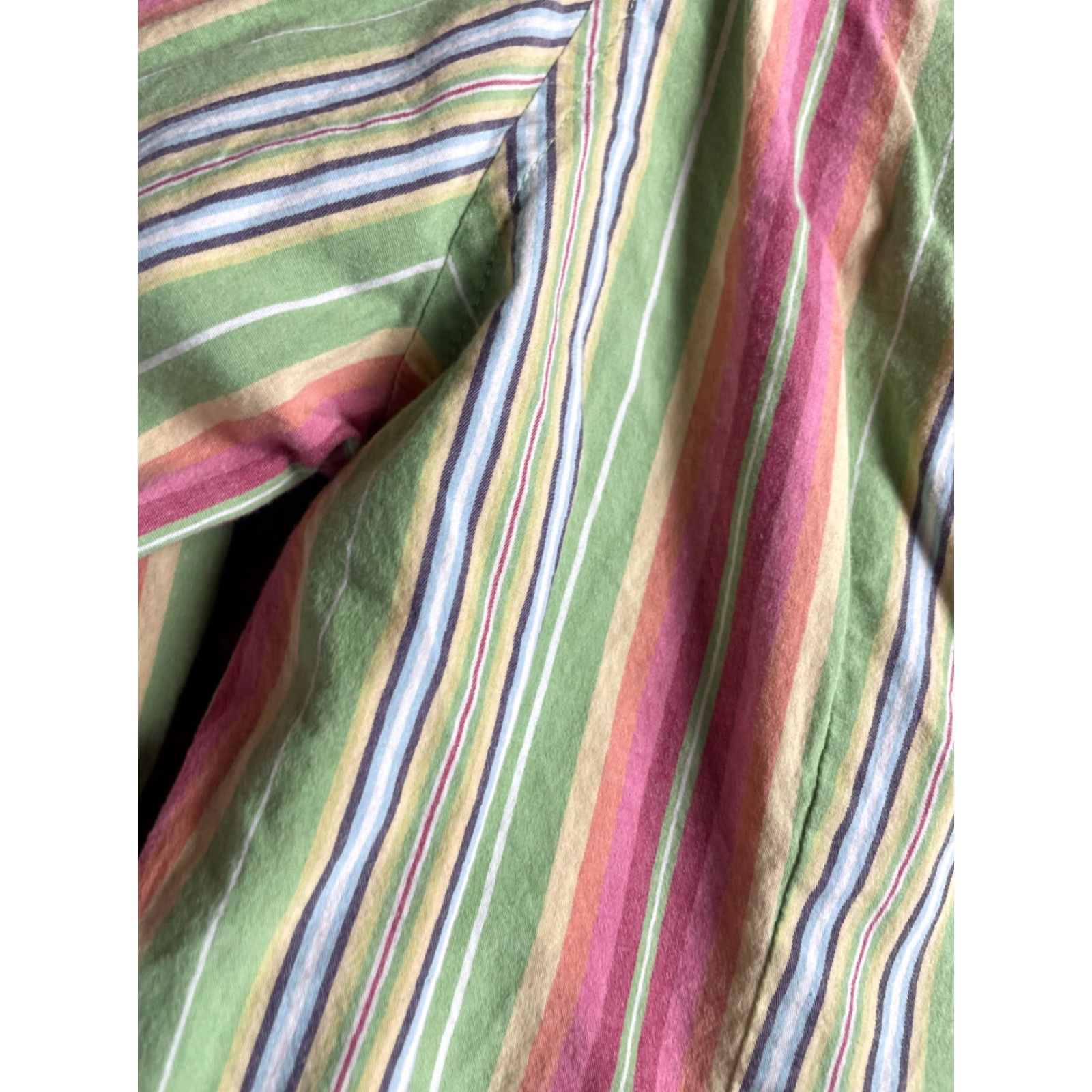 Van Heusen VINTAGE? (No) Van Heusen Shirt Women’s L Pink Green Striped Button-Up Long Sleeve Collared Casual Cotton Blend Regular Fit Womens Size L / US 10 / IT 46 - 4 Thumbnail
