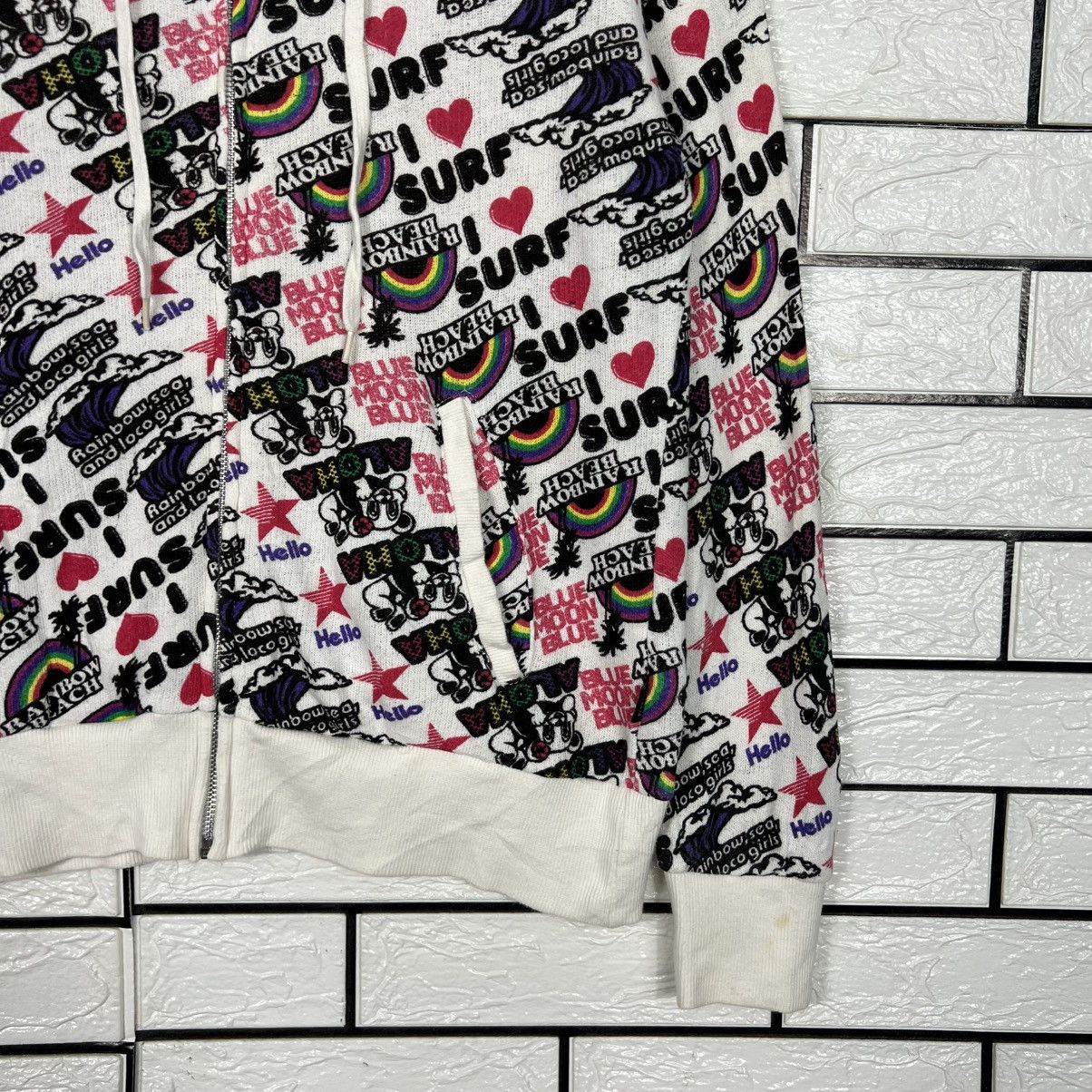 Japanese Brand BLUE MOON BLUE I Love Surf Fullprint Hoodies #4280-C194 Size ONE SIZE - 6 Thumbnail