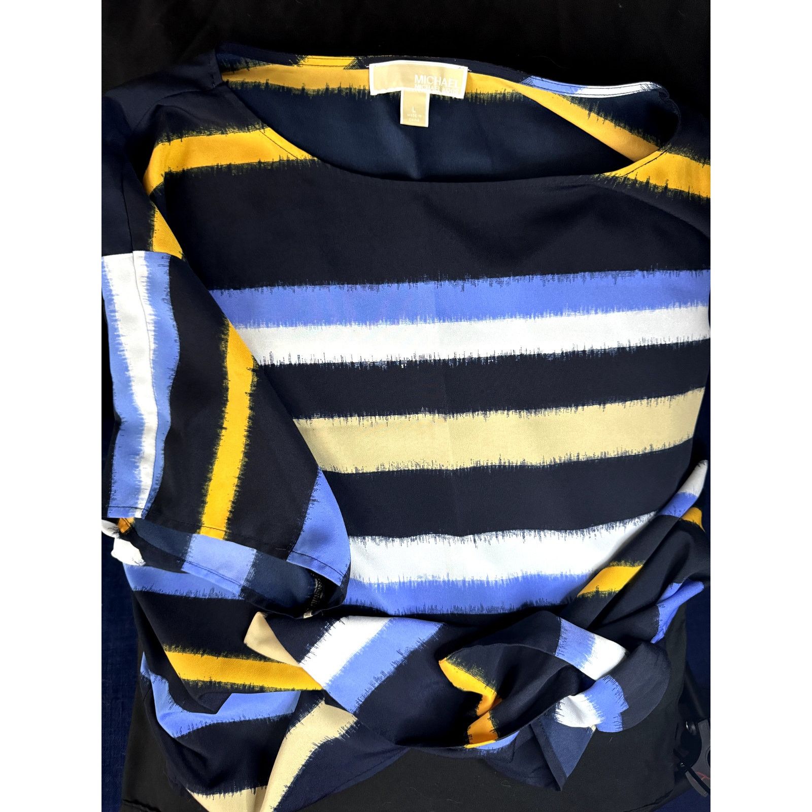 Michael Kors Michael Kors Women's Navy Side Tie Blouse Size L / US 10 / IT 46 - 3 Thumbnail