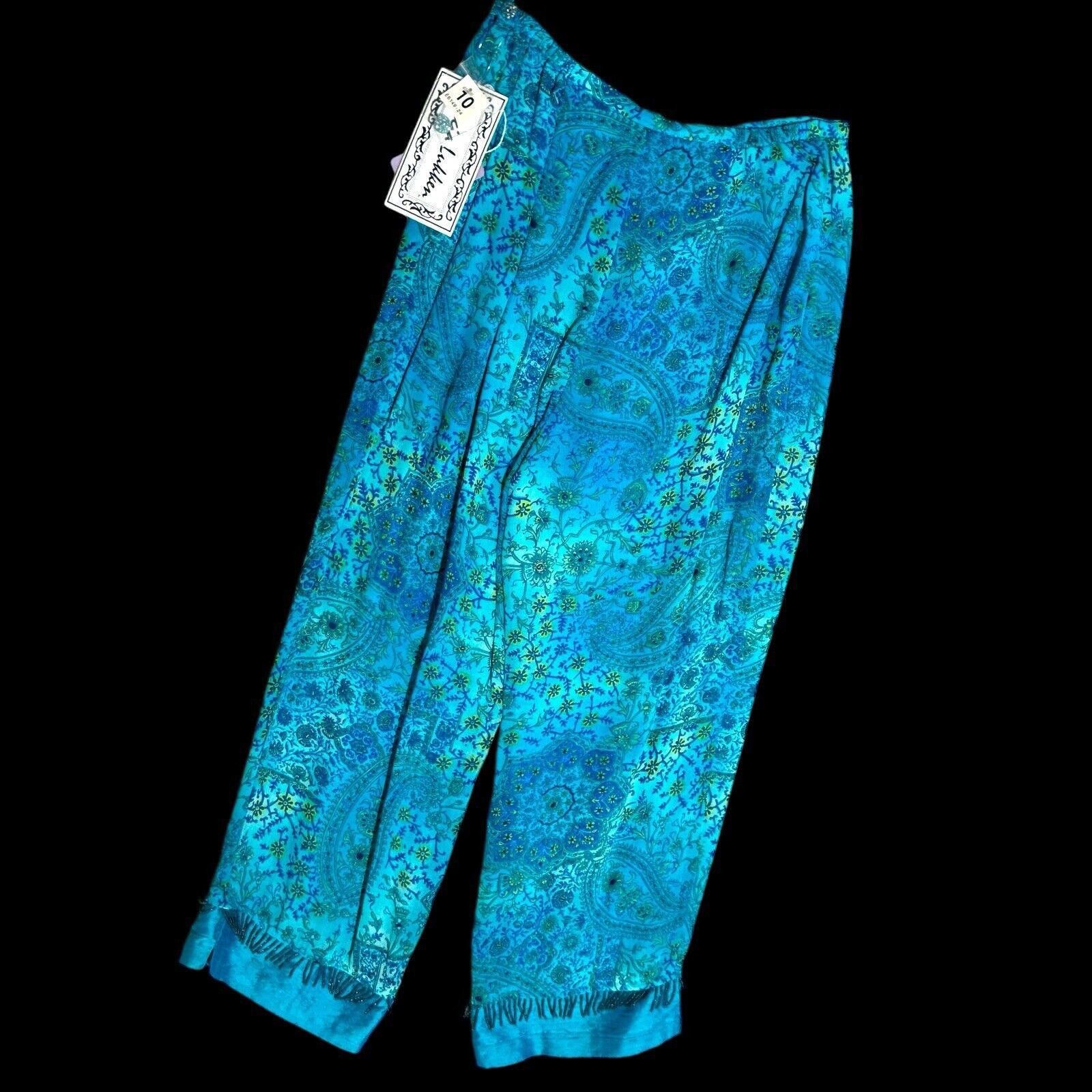 Designer NEW Vintage Lucia Lukken Sz 10 / Beaded Fringe Trim Pants Size 32" / US 10 / IT 46 - 5 Thumbnail