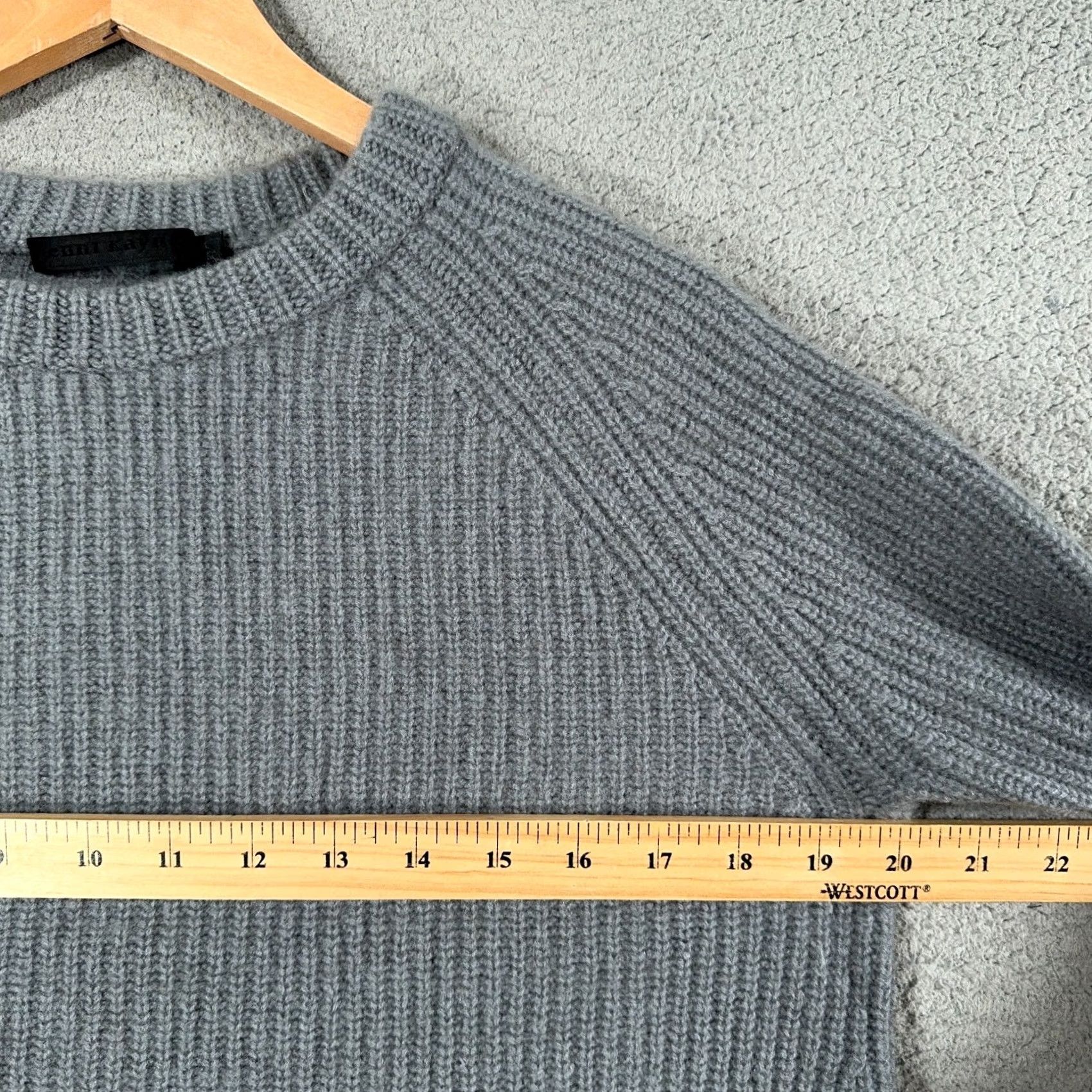 Vintage Jenni Kayne 100% Cashmere Fisherman Sweater Womens Large Gray Mock Neck Pullover Size L / US 10 / IT 46 - 6 Thumbnail