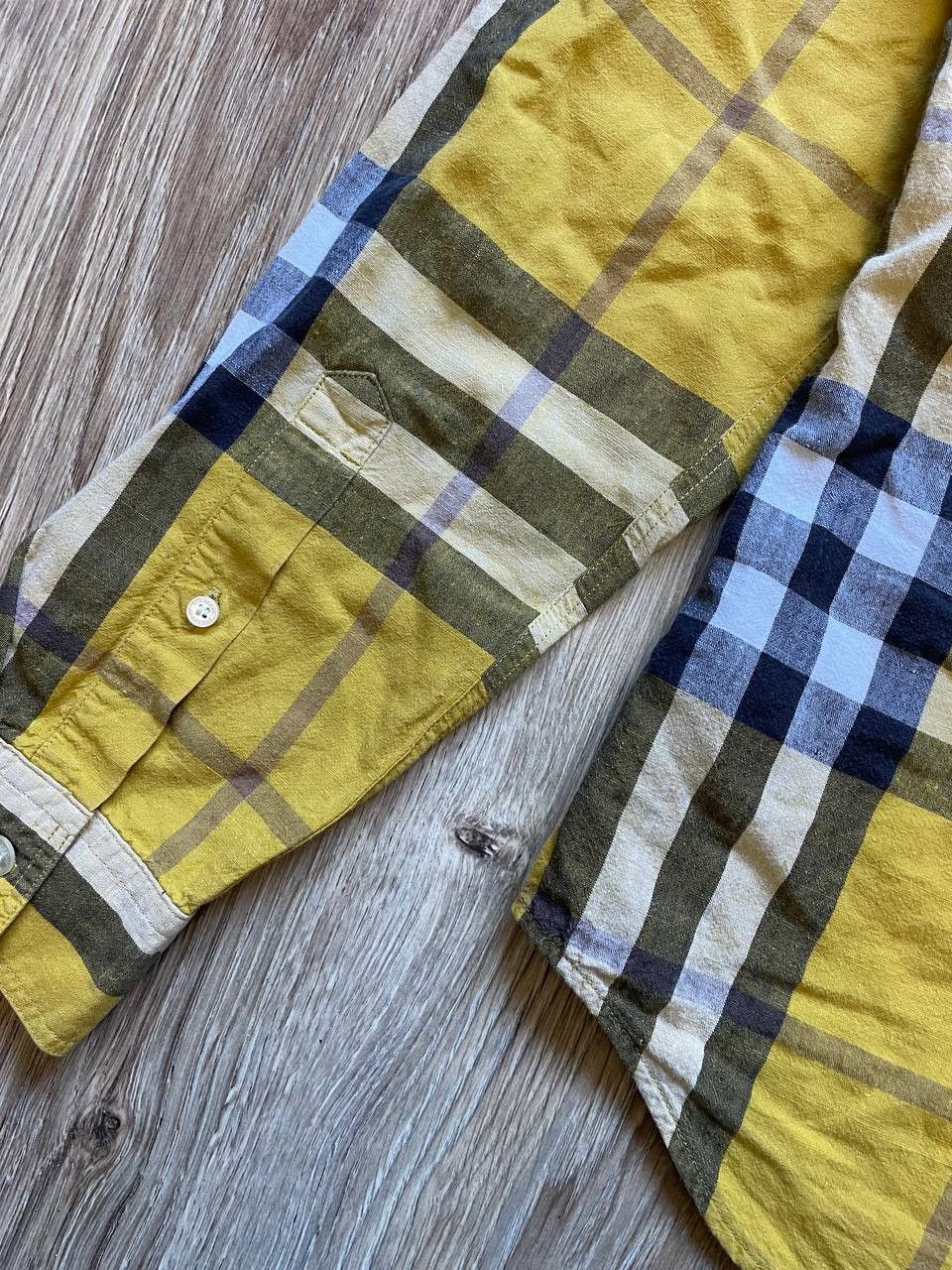 Burberry Burberry Brit YELLOW Check Linen / Cotton Button Down Shirt Size US S / EU 44-46 / 1 - 4 Thumbnail