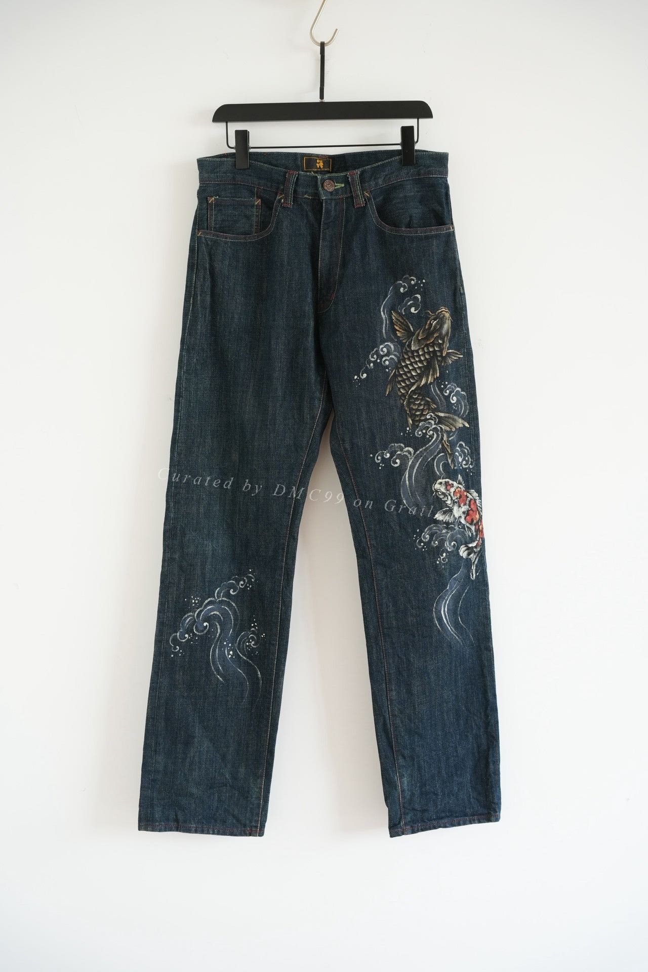 Other ZEN Kyoto Yuzen Koi Hand-painted Jeans Size US 32 / EU 48 - 1 Thumbnail