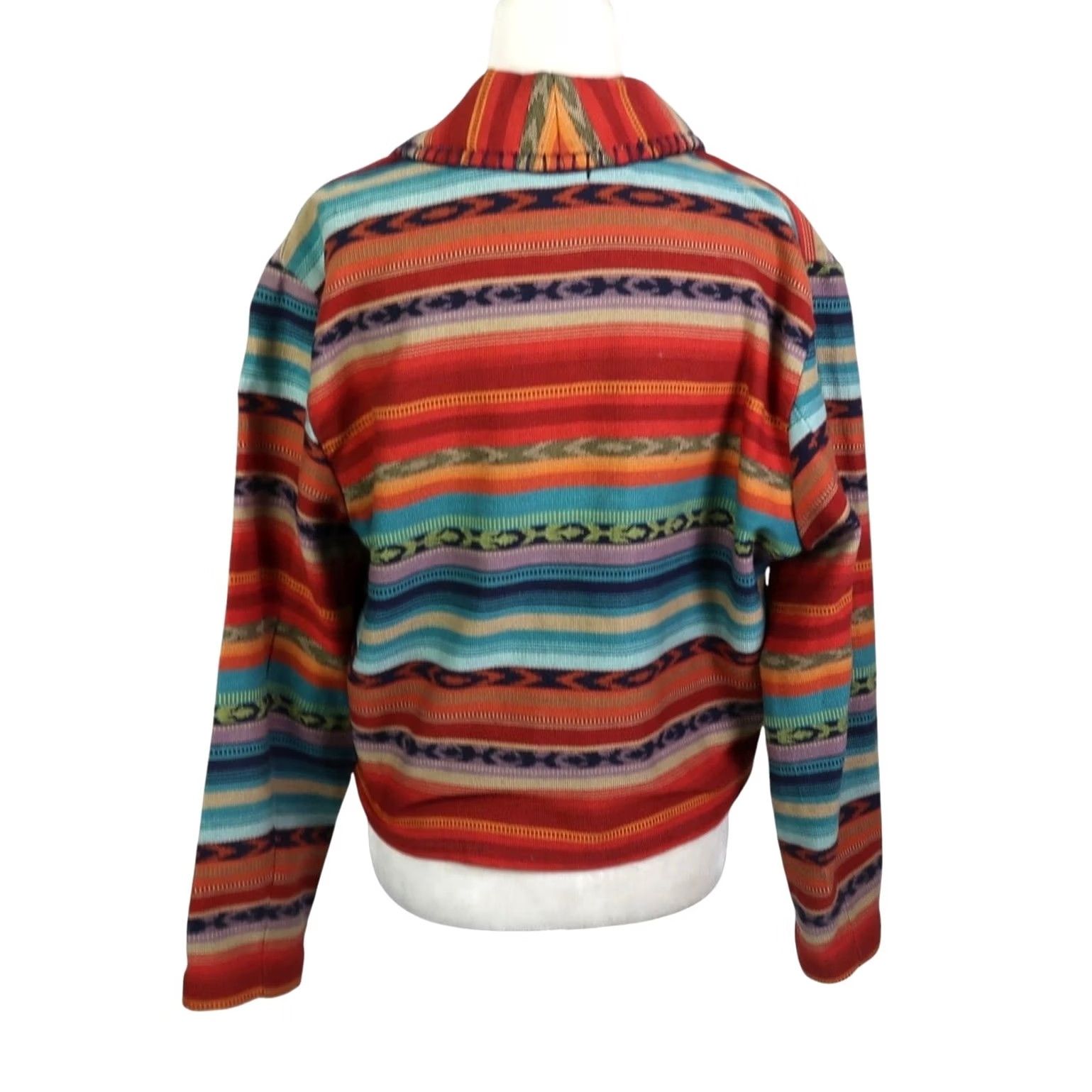 Vintage VINTAGE New Identity Southwestern Woven Tapestry Jacket M Womens Orange Geometric 90s Bohemian Western Denim? Wait: Material Cotton. Size M / US 6-8 / IT 42-44 - 3 Thumbnail