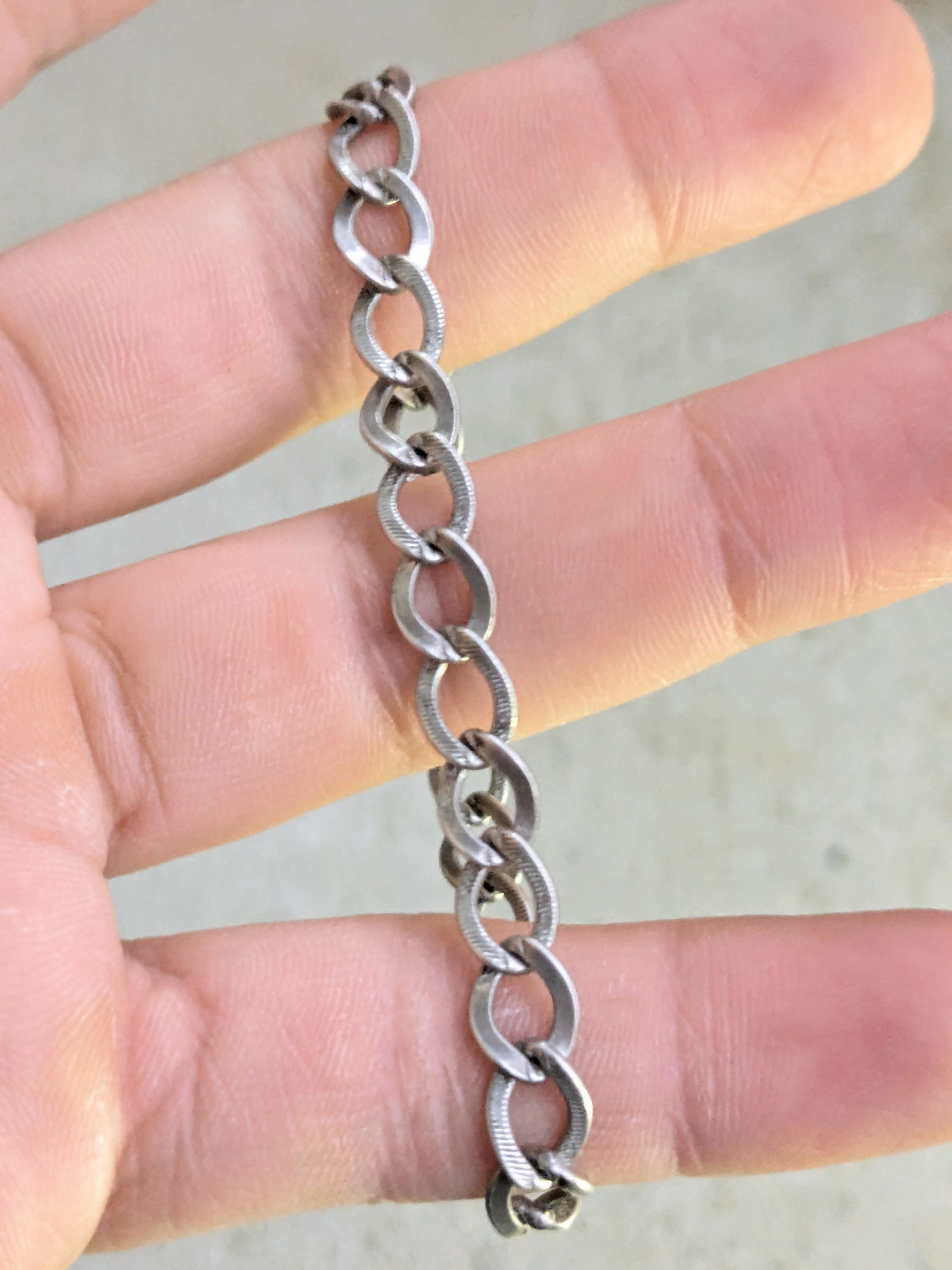 Vintage Vintage Sterling Silver Bracelet 7" Curb Link Chain Size ONE SIZE - 9 Thumbnail