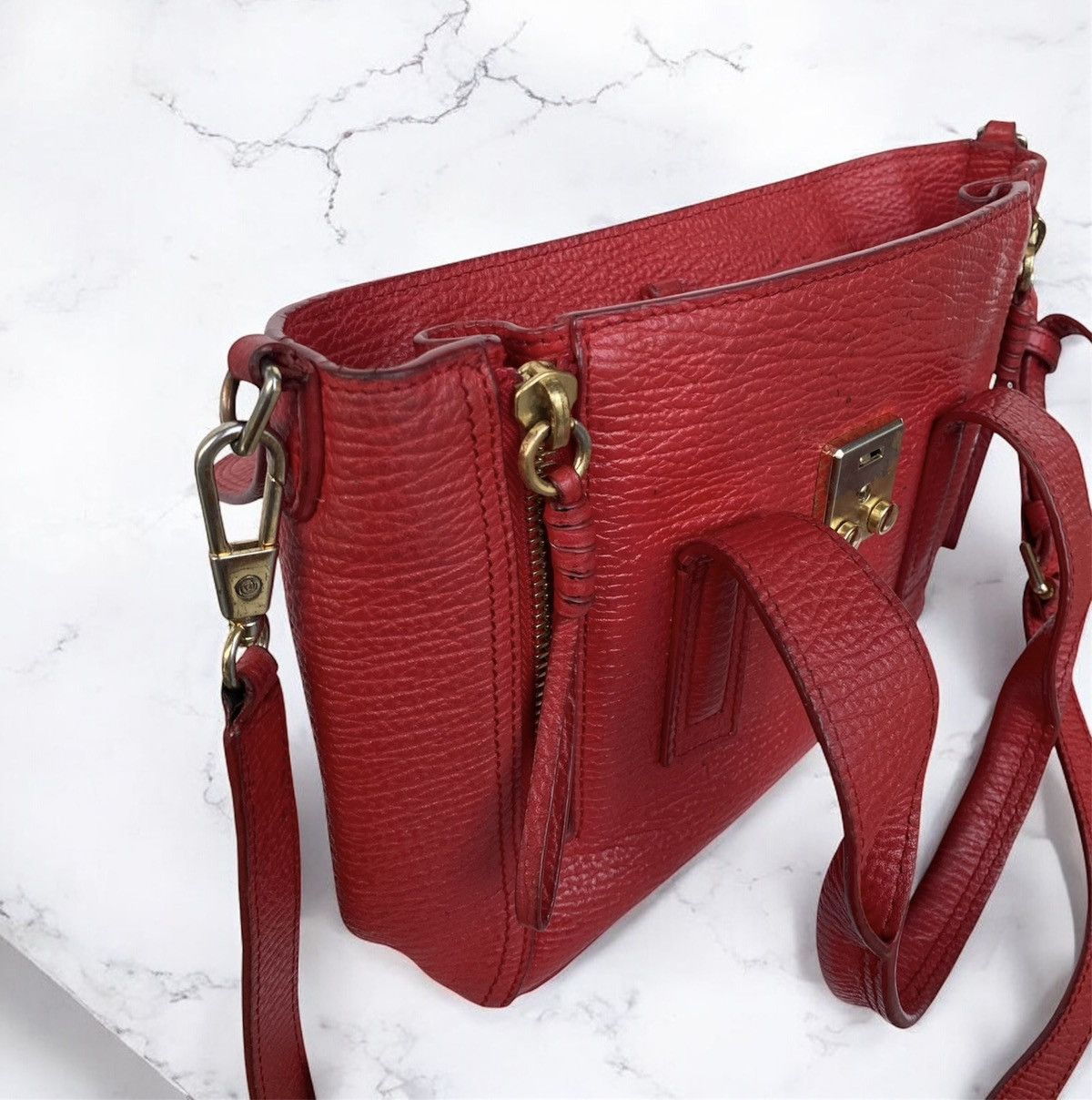 3.1 Phillip Lim Authentic 3.1 Phillip Lim Pashi Mini Satchel Red Leather Size ONE SIZE - 7 Thumbnail