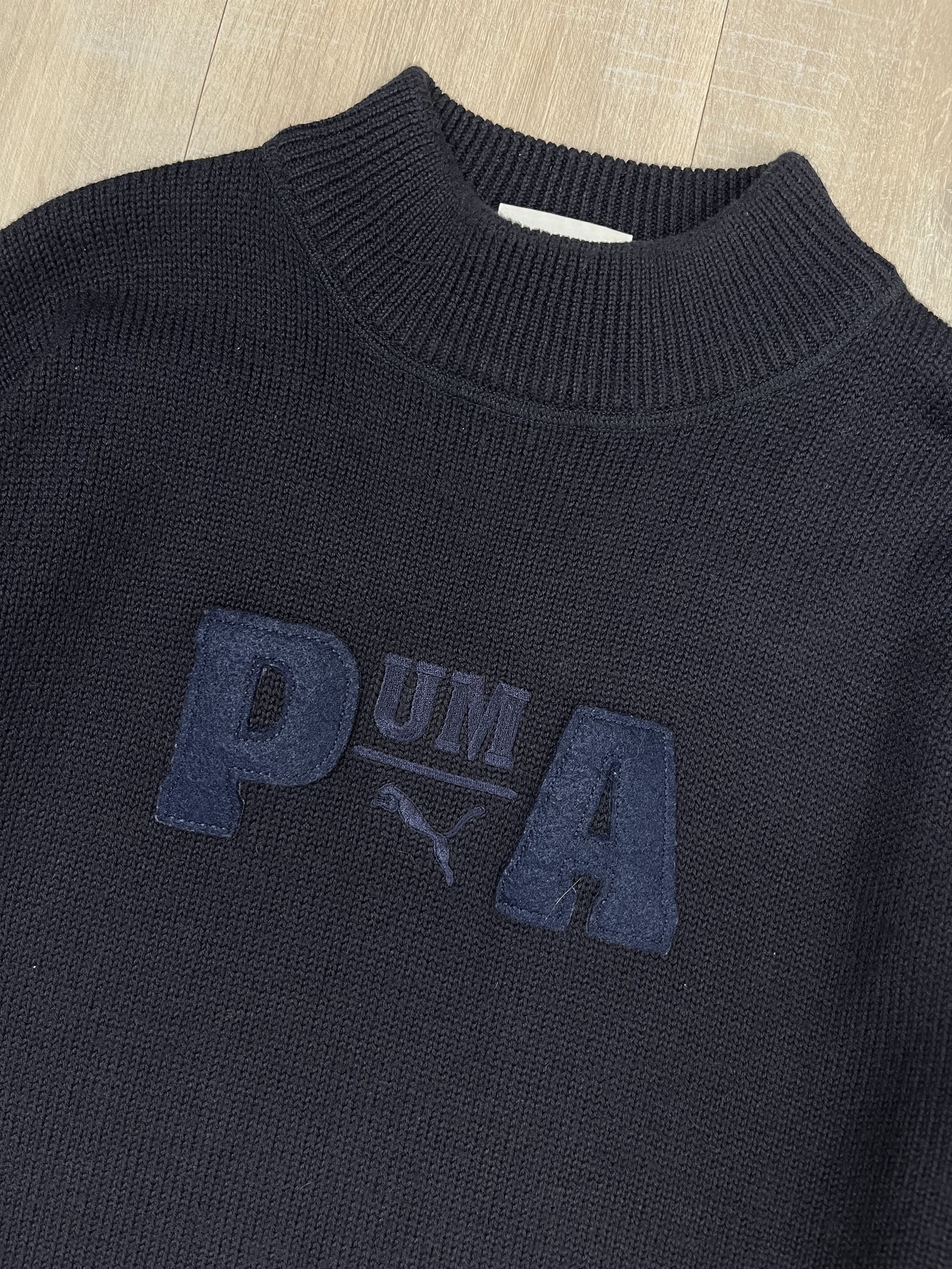 Puma Vintage 90s Puma Knit Wool Sweater Dark Blue Size US L / EU 52-54 / 3 - 4 Thumbnail