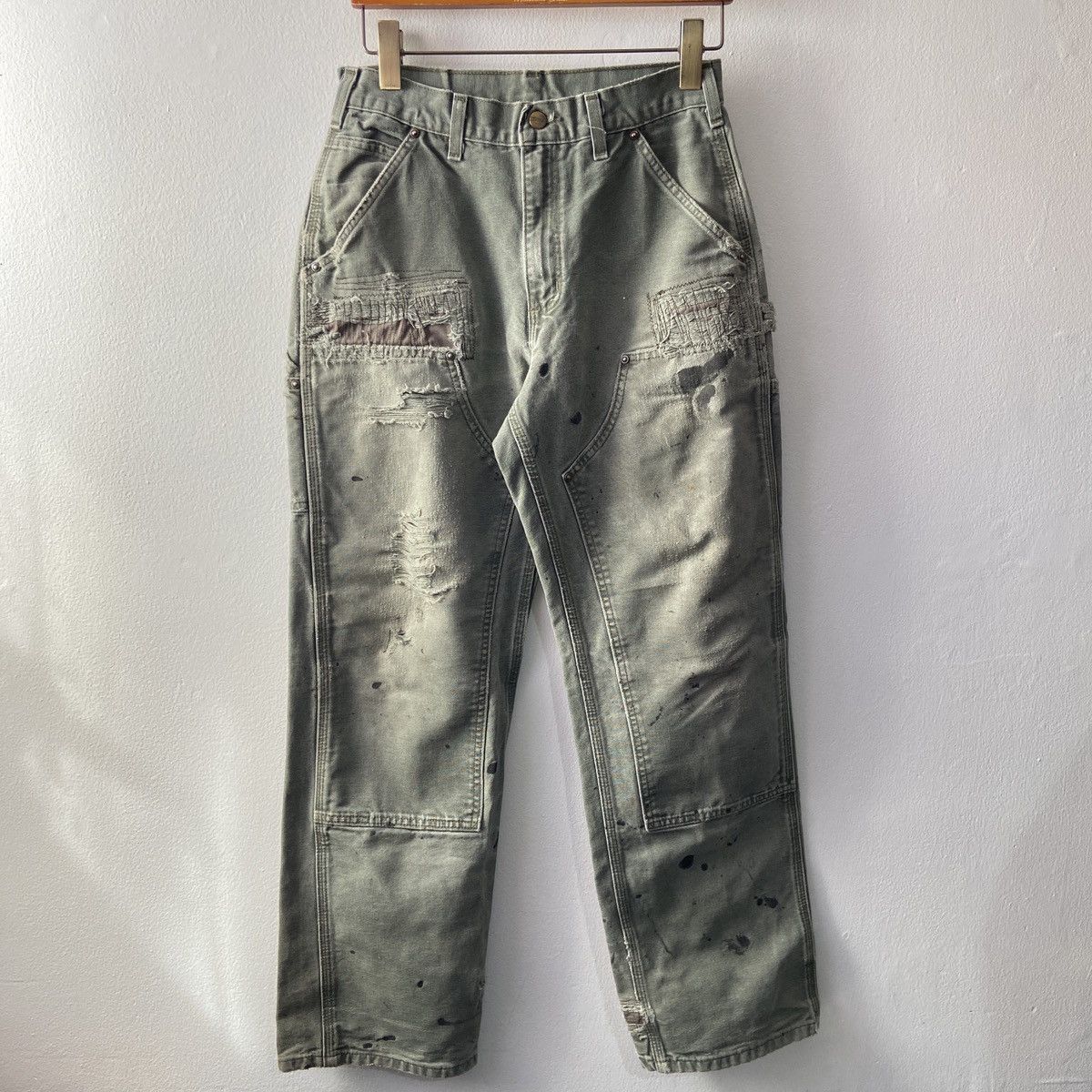 Carhartt × Vintage Distressed Faded Vintage Carhartt Double Knee Moss Green Size US 30 / EU 46 - 9 Thumbnail