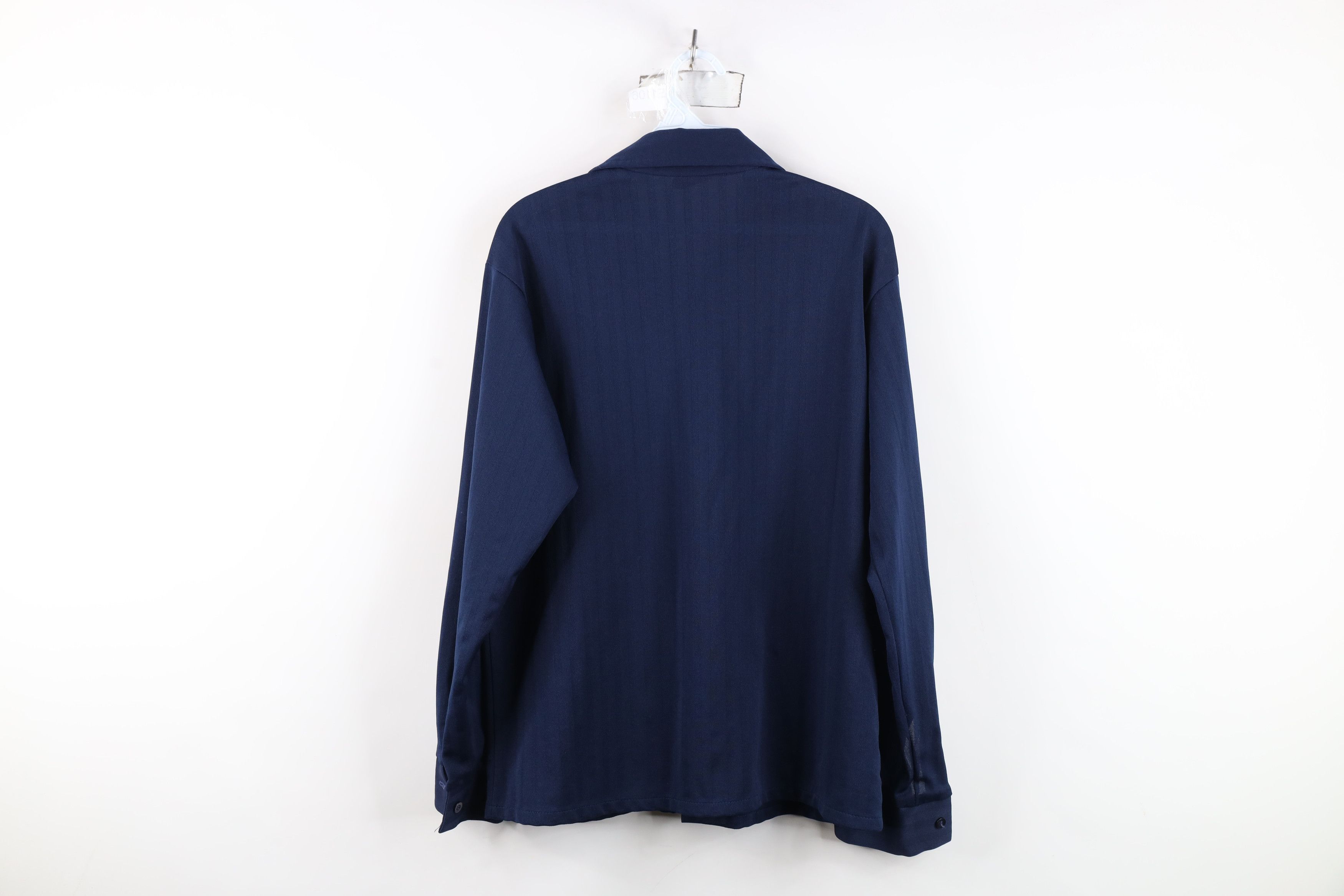 Vintage Vintage 70s Streetwear Knit Collared Button Shirt Navy Blue Size US M / EU 48-50 / 2 - 12 Thumbnail